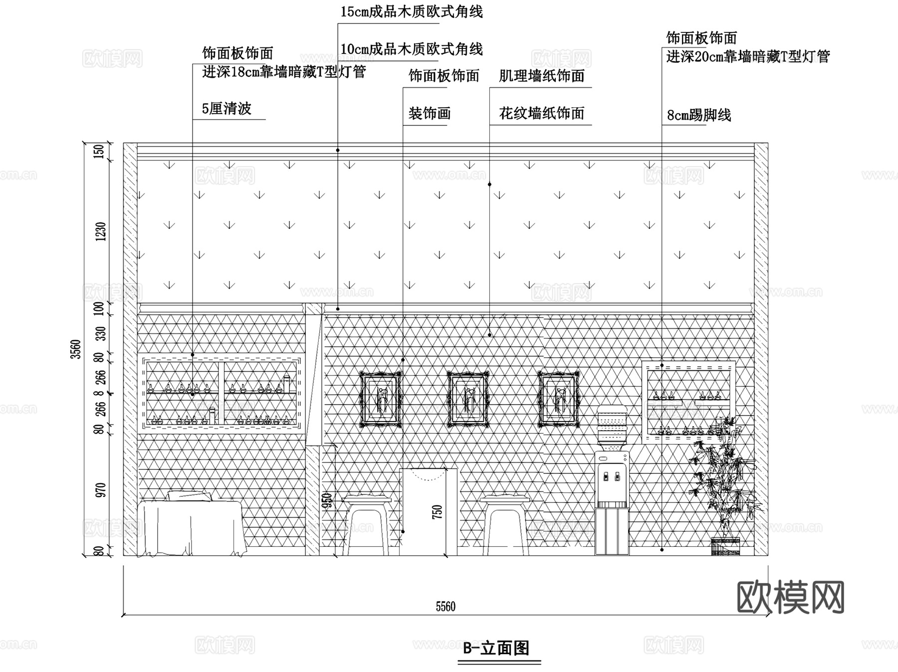 金艾艺甲舒适馆美甲店室内装饰CAD施工图整套cad施工图