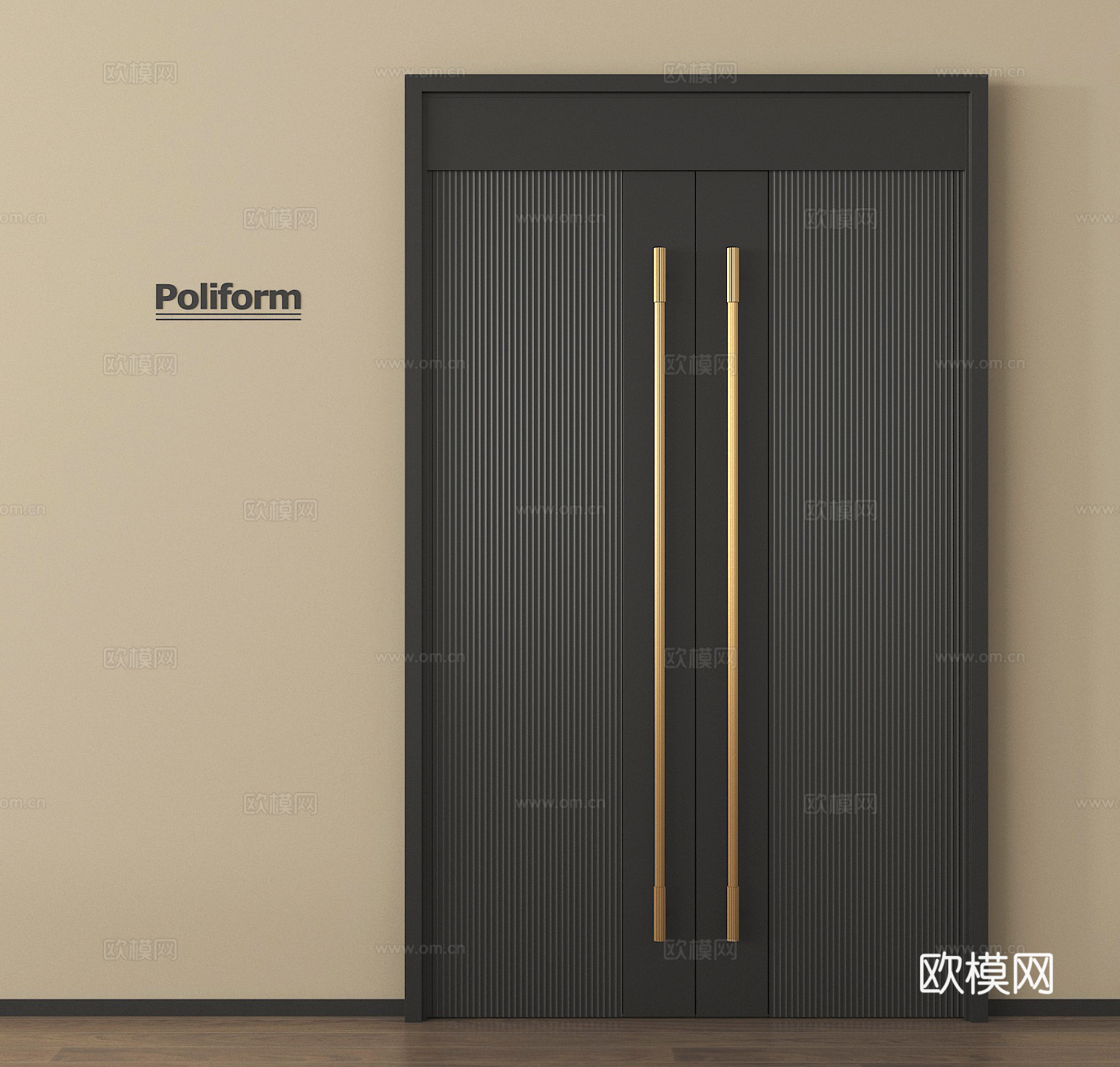 现代双开门 入户双开门 金属双开门su模型