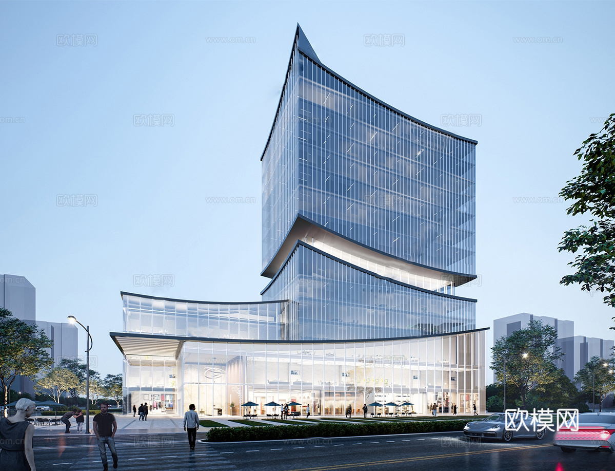 办公楼写字楼建筑 商住外观建筑 综合商业体su模型