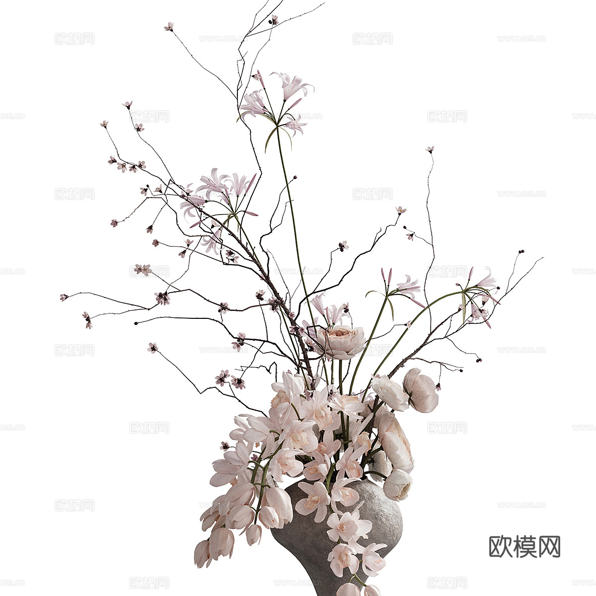 现代花艺花瓶摆件3d模型下载（渲染图3）