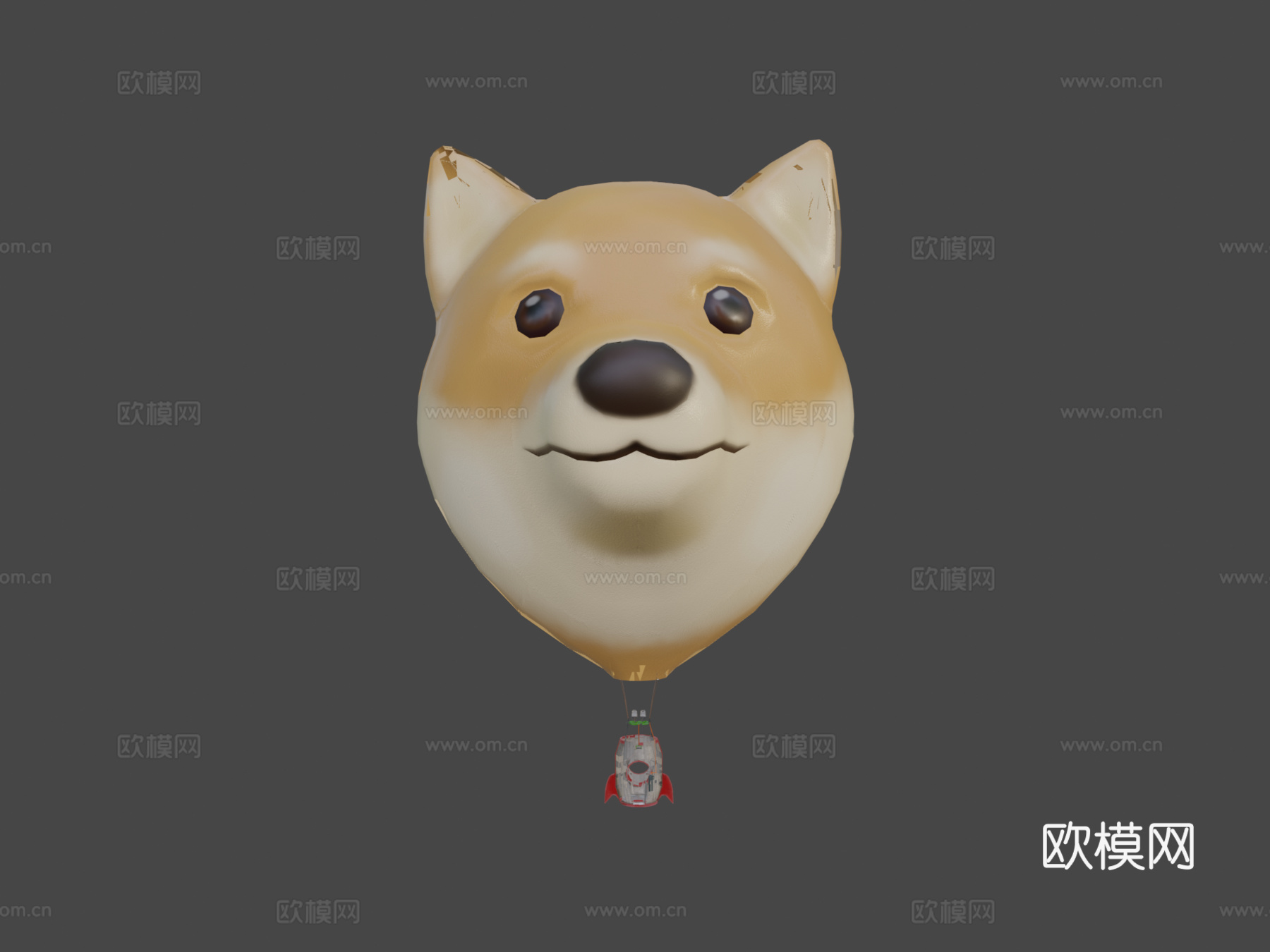 登月狗狗热气球3d模型下载（渲染图6）