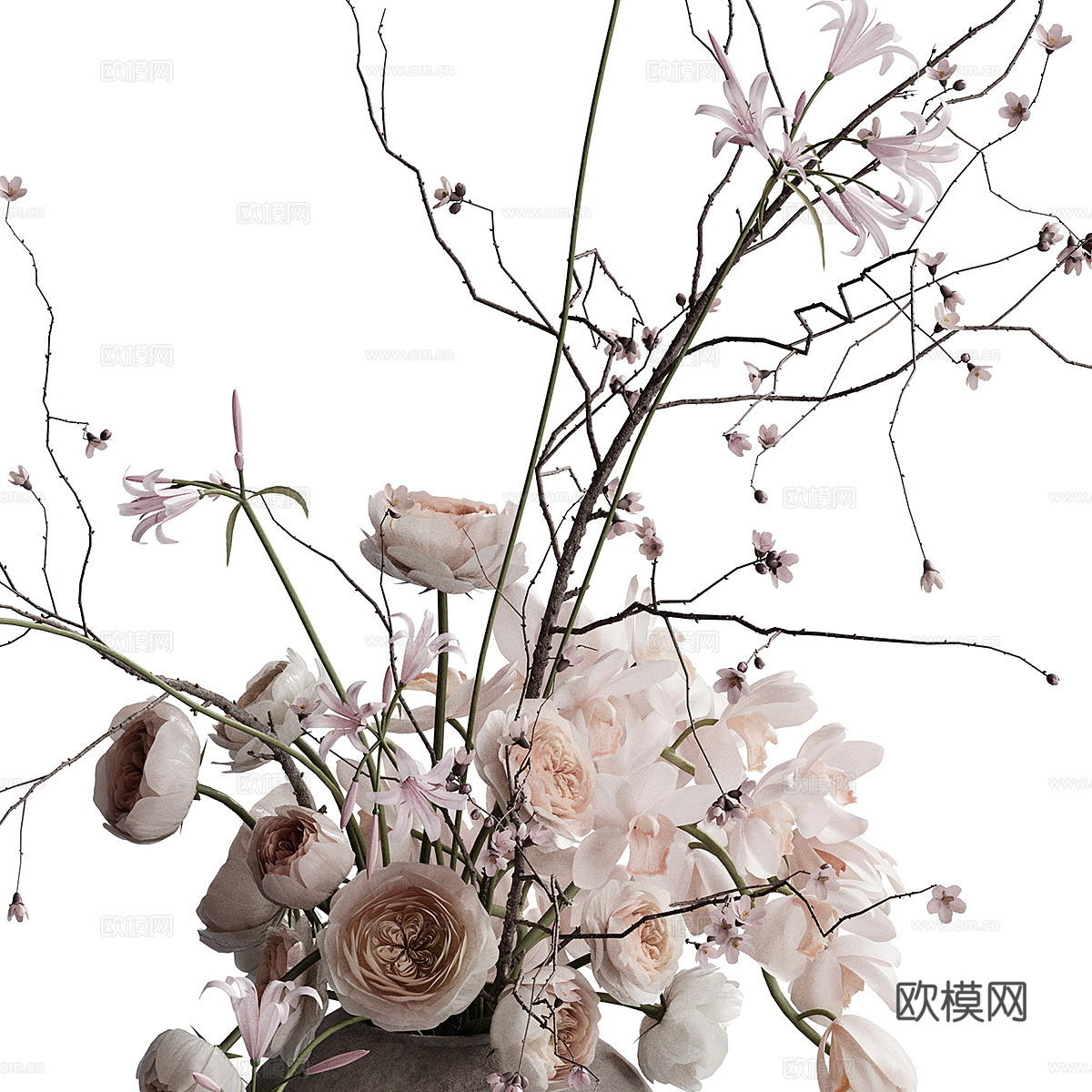 现代花艺花瓶摆件3d模型下载（渲染图4）