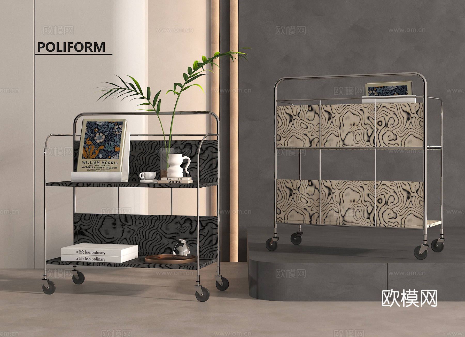 现代小推车 置物架3d模型3d模型下载