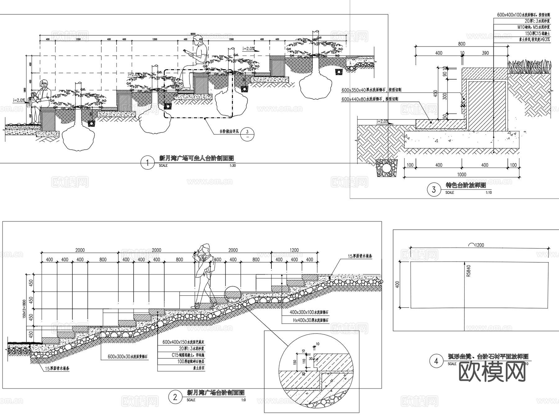 金山湖新月亮湾区滨水公园景观CAD施工图全套cad施工图