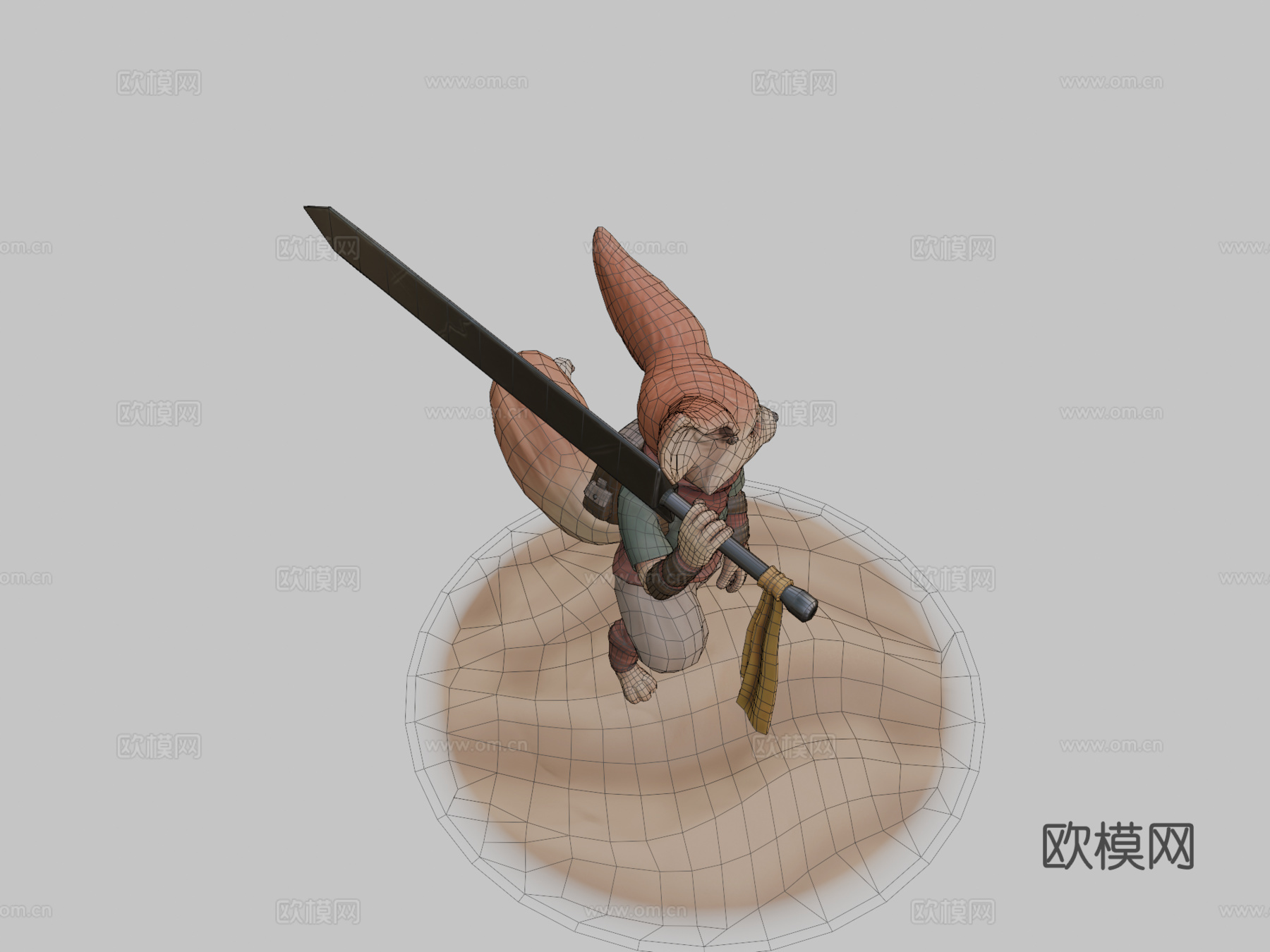 沙漠狐冒险家-风格化生物3d模型下载（渲染图2）