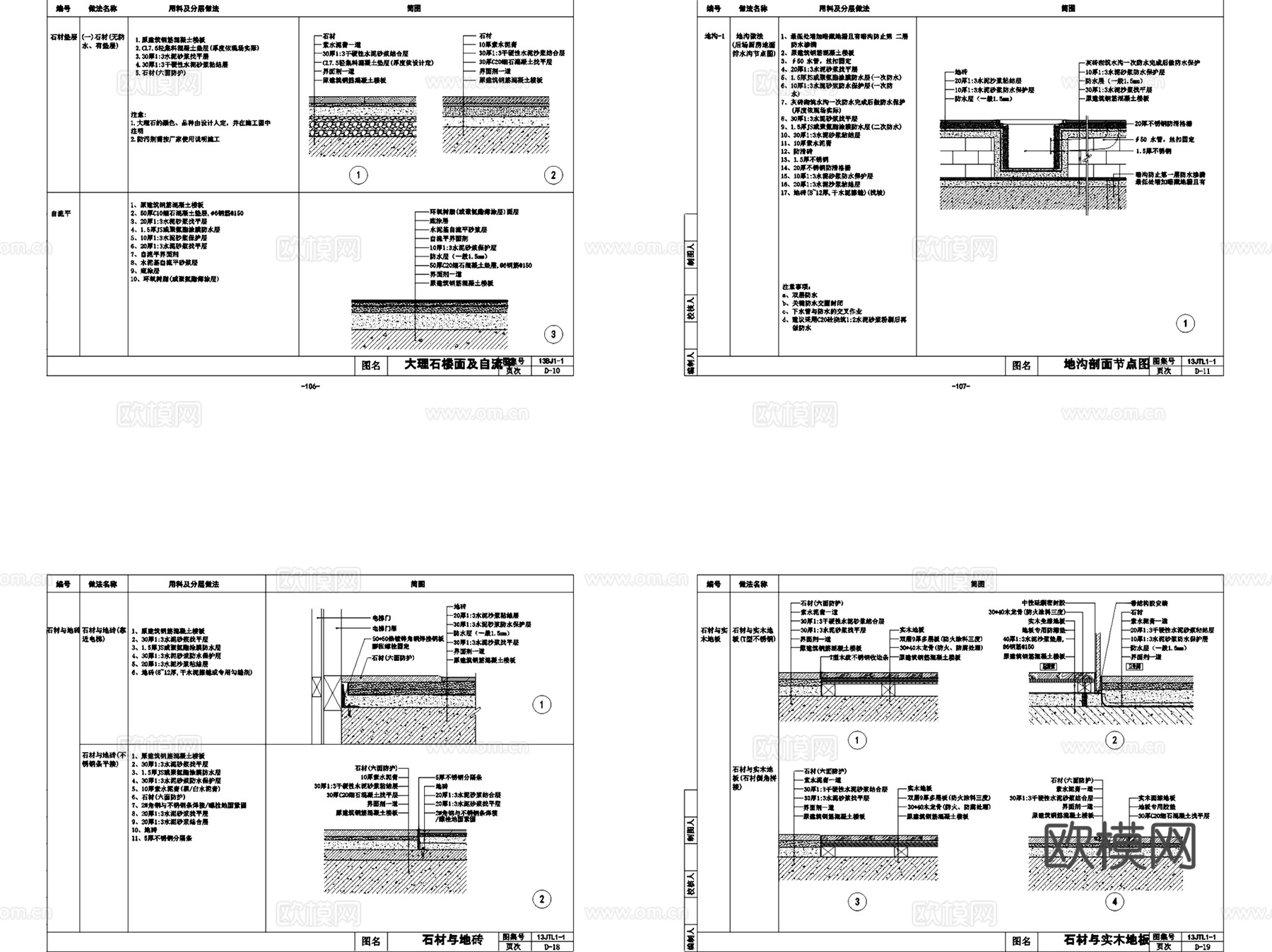 金螳螂地面墙面顶面室内装饰节点工艺做法CAD施工图集cad施工图