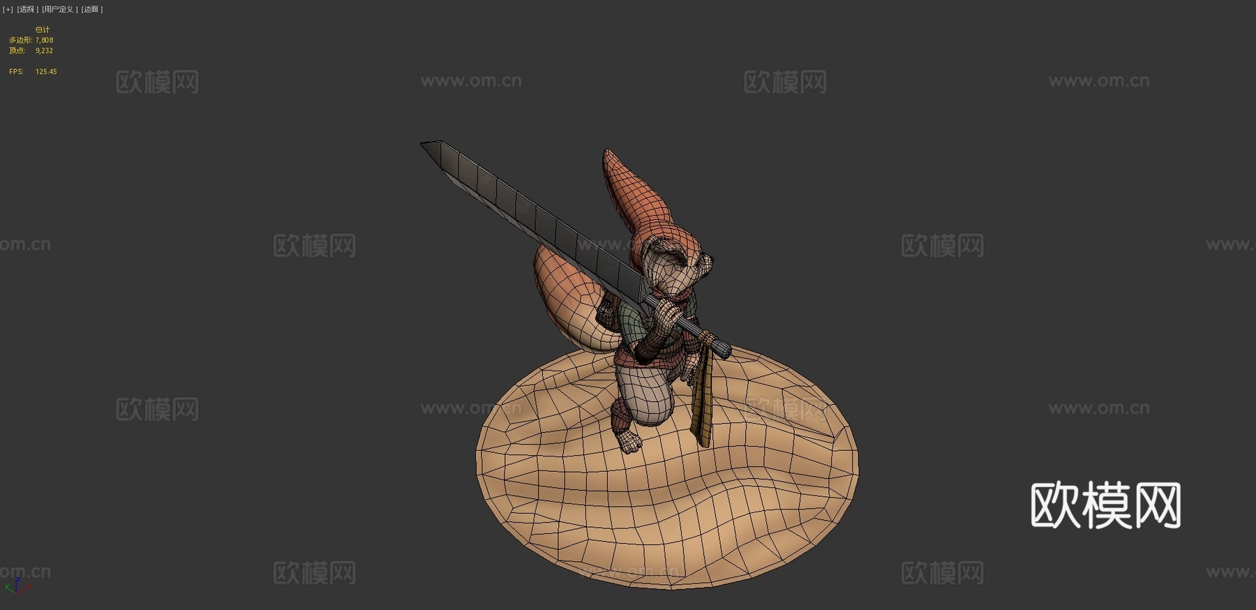 沙漠狐冒险家-风格化生物3d模型下载（渲染图4）