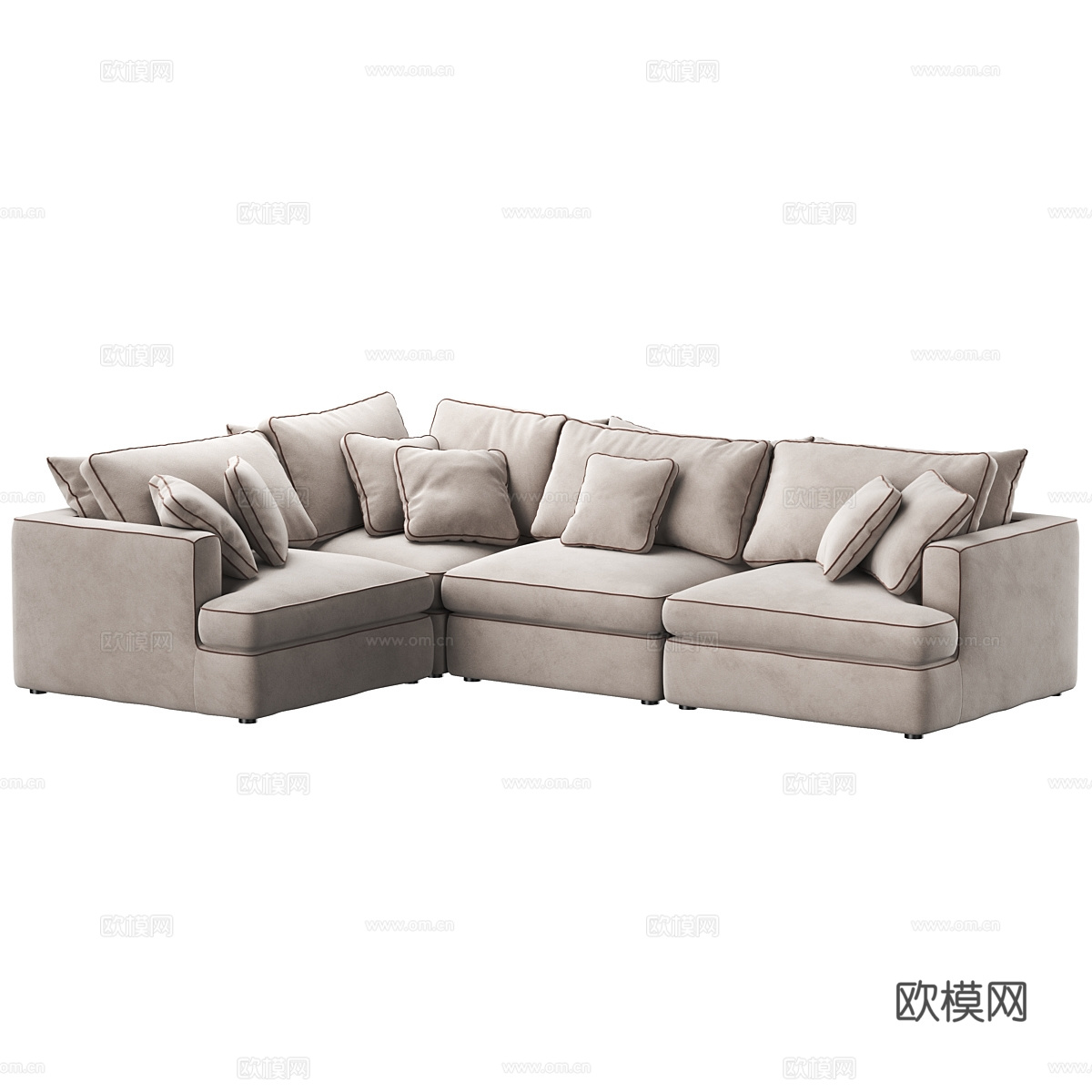 现代意式 Duomo 布艺组合转角沙发3d模型下载（渲染图2）