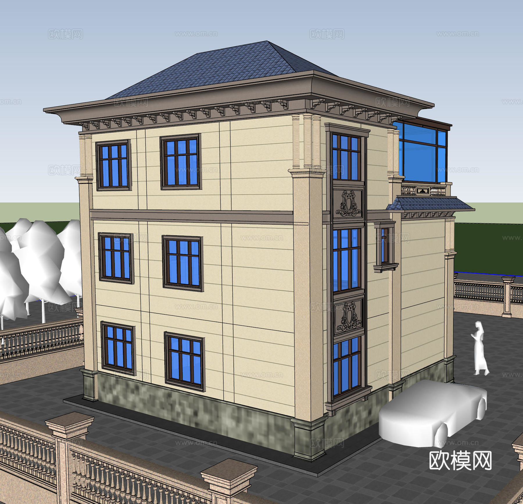 欧式自建别墅su模型