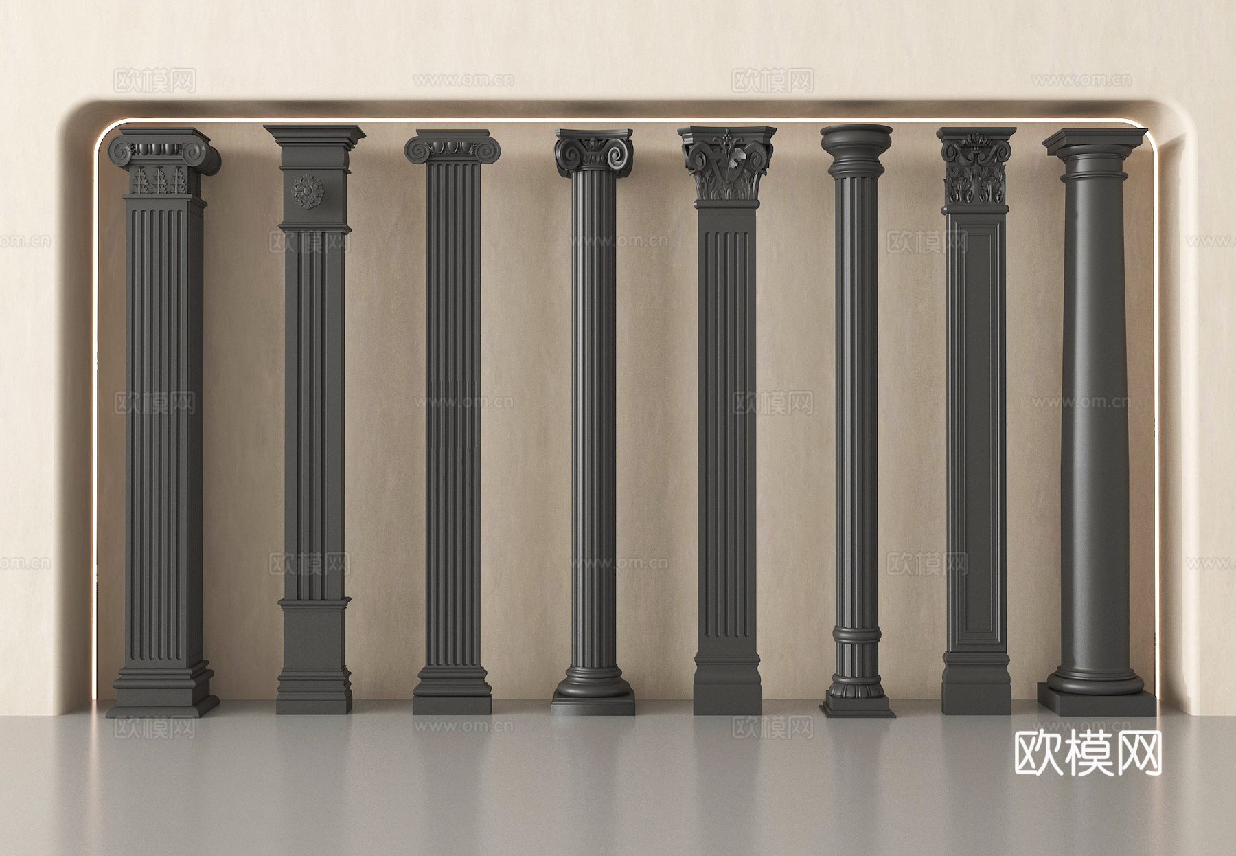 欧式柱子 罗马柱 石柱3d模型下载