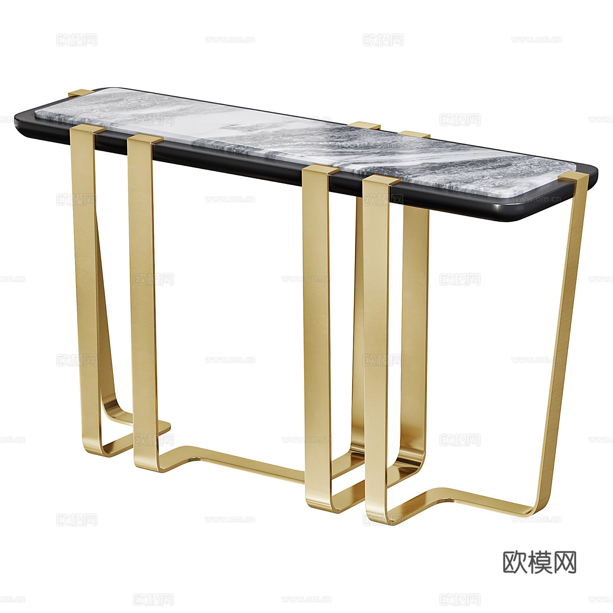 现代轻奢大理石金属端景台 玄关桌3d模型下载（渲染图2）