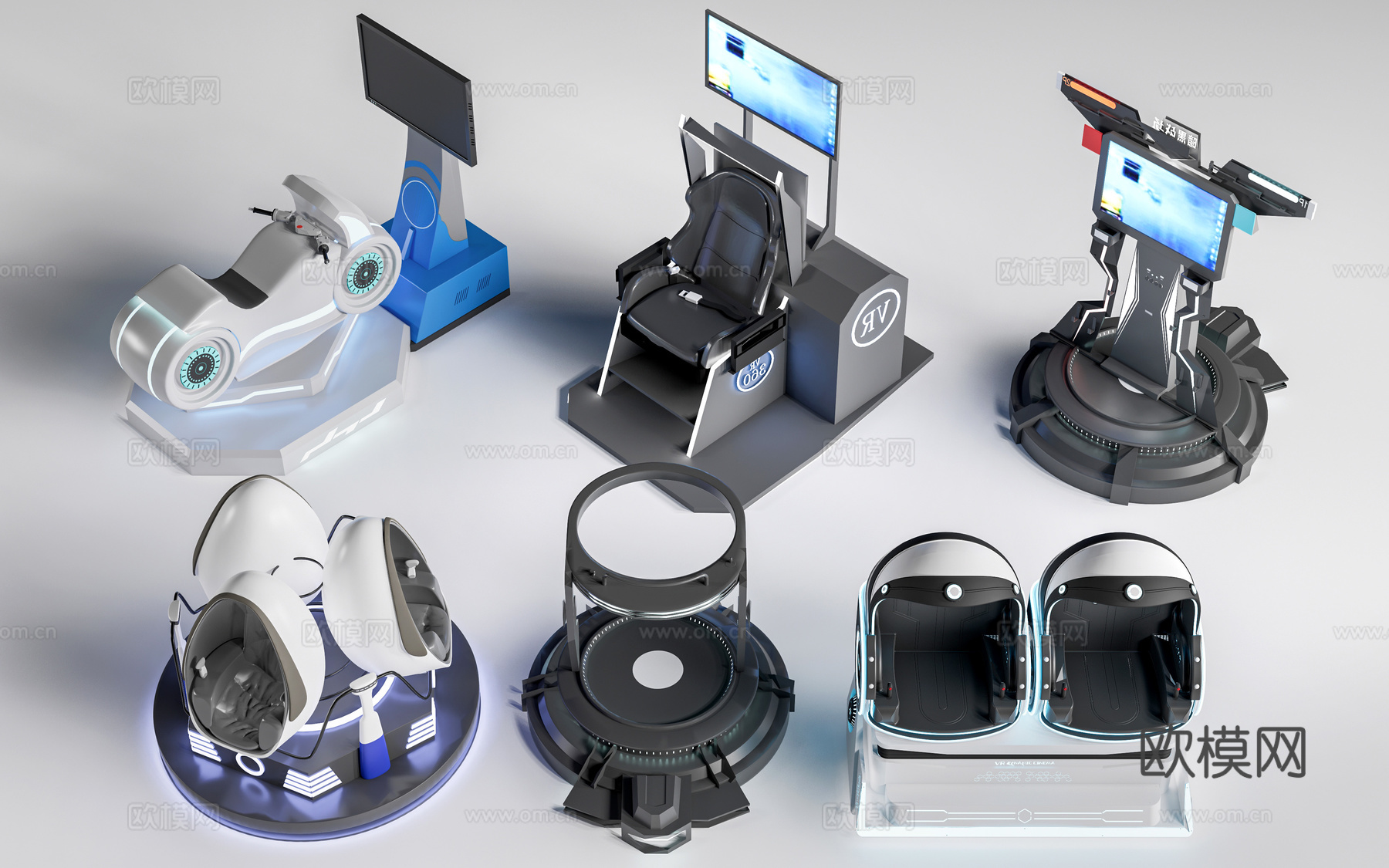现代虚拟现实器材 VR设施 互动体验设施 娱乐器材su模型
