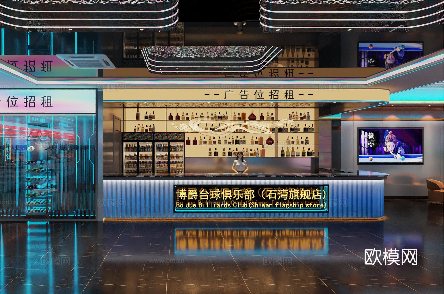 台球厅、前台cad施工图
