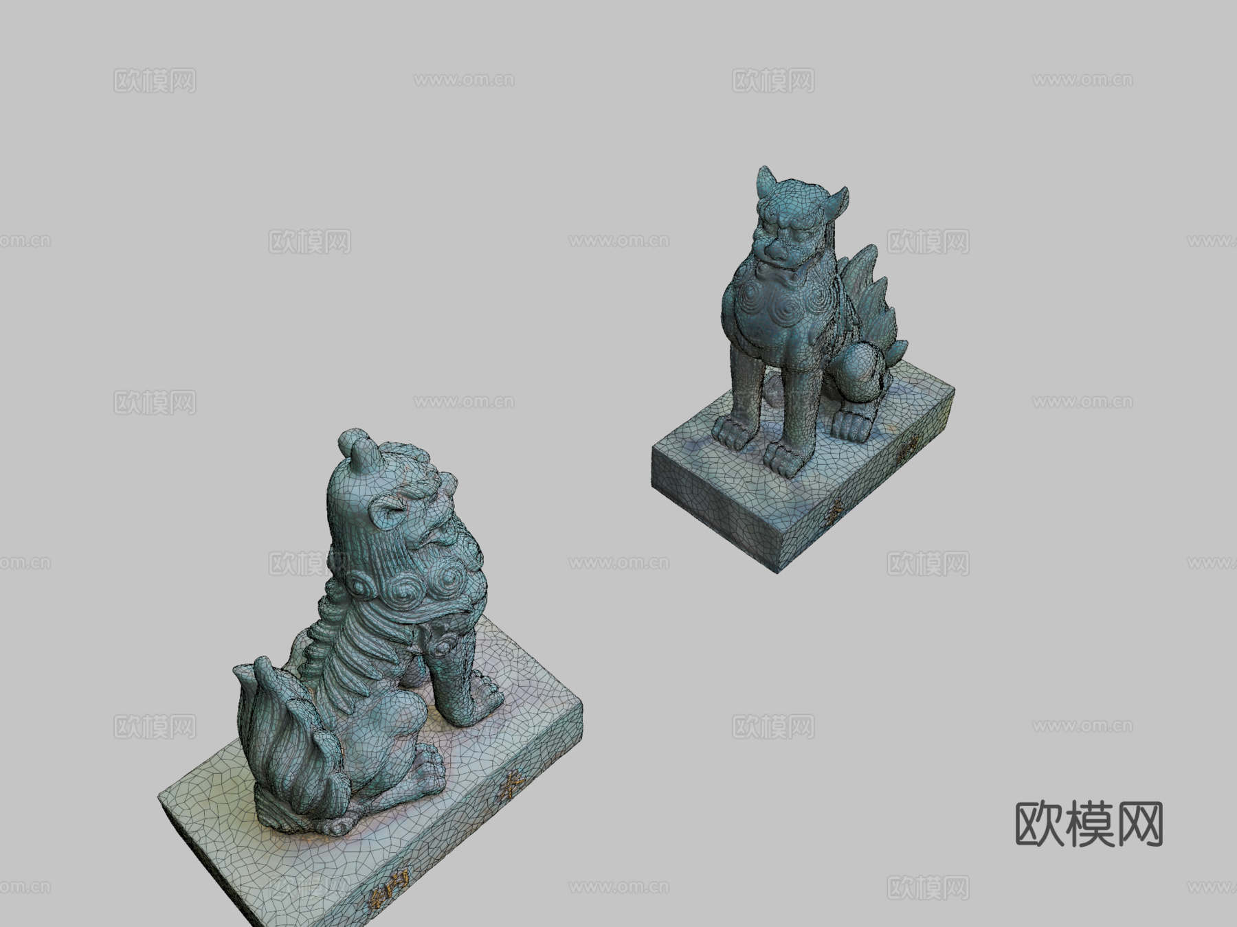 日本神社双狛犬#3(重传)3d模型下载（渲染图2）