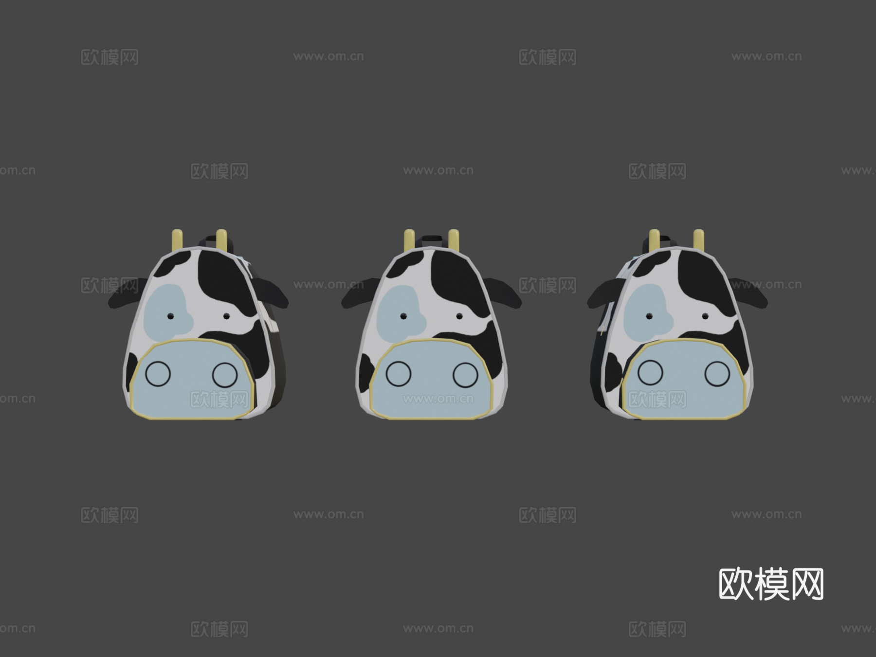 可爱低多边形奶牛背包3d模型下载（渲染图7）