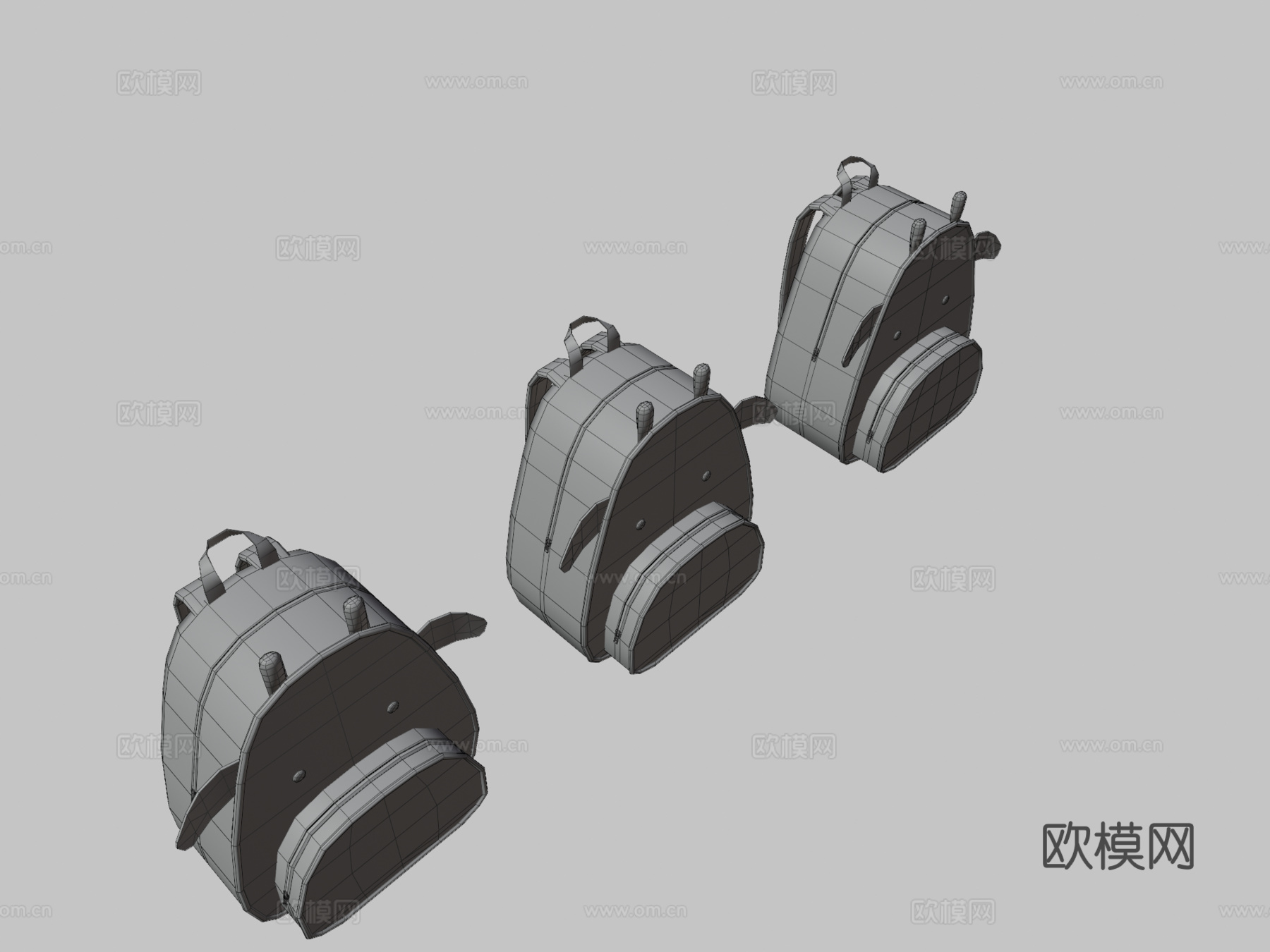 可爱低多边形奶牛背包3d模型下载（渲染图3）