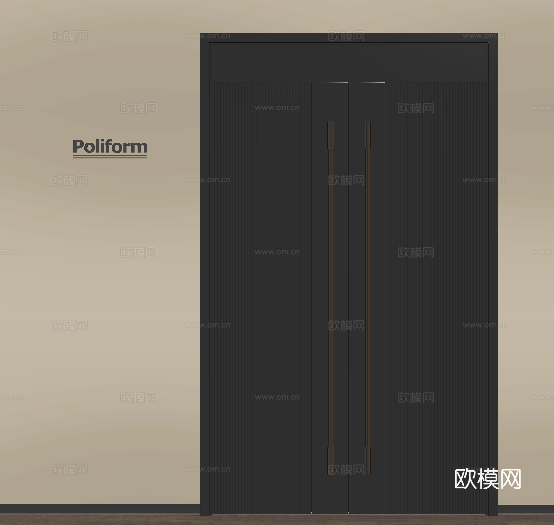 现代双开门 入户双开门 金属双开门su模型