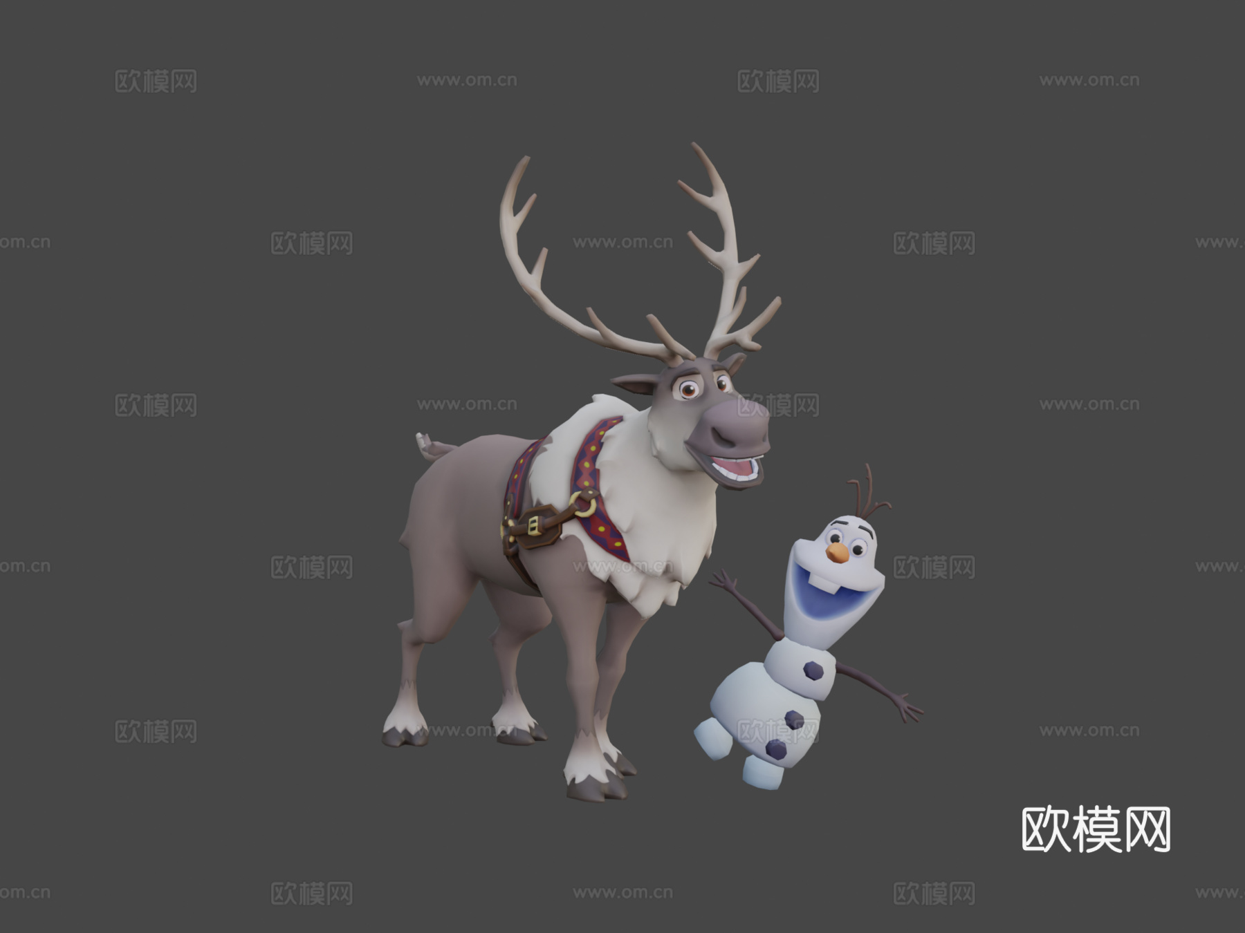 斯文与奥拉夫-迪士尼奇妙世界3d模型下载（渲染图8）