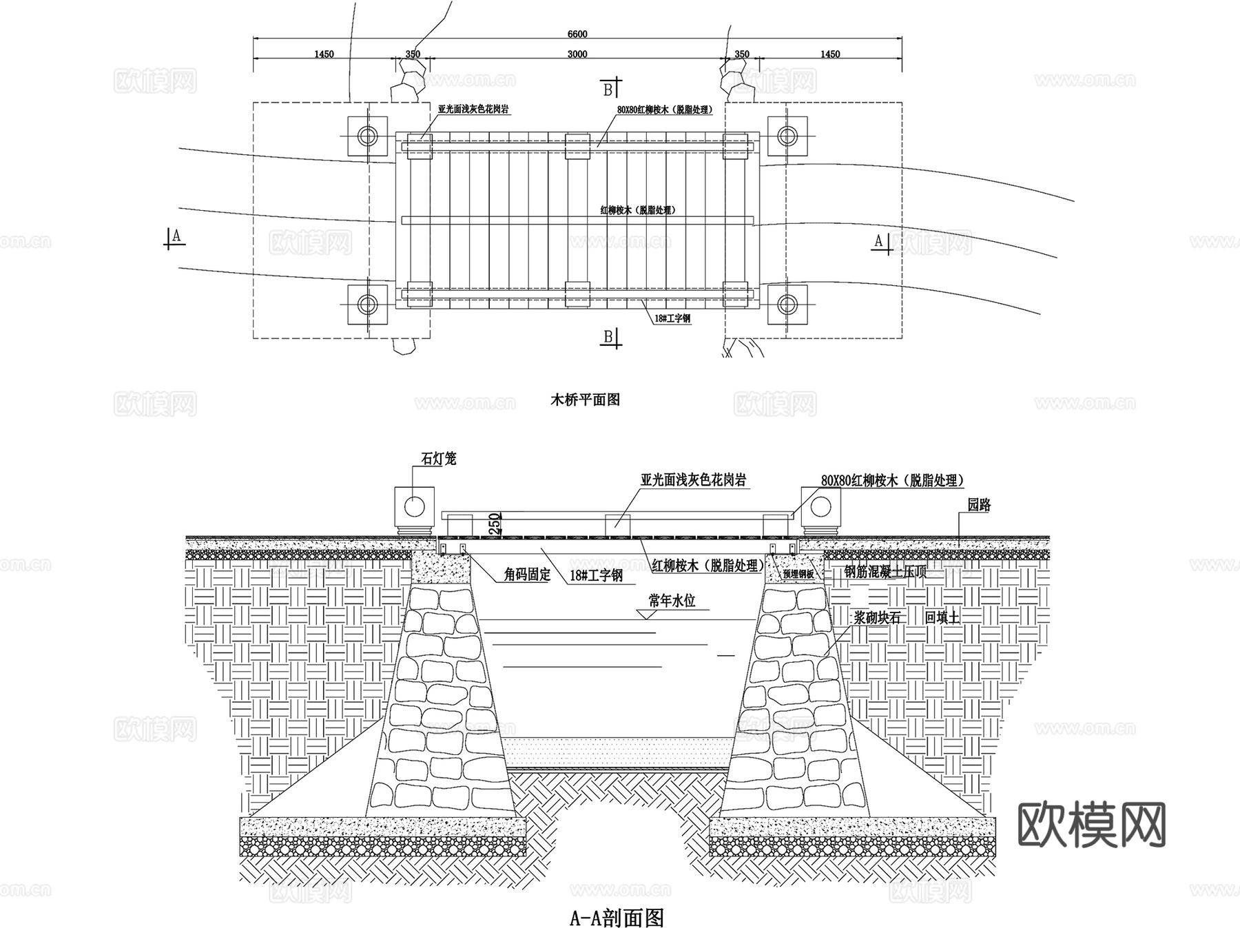 景观桥拱桥平桥曲桥园桥做法CAD施工图详图集 90套cad施工图