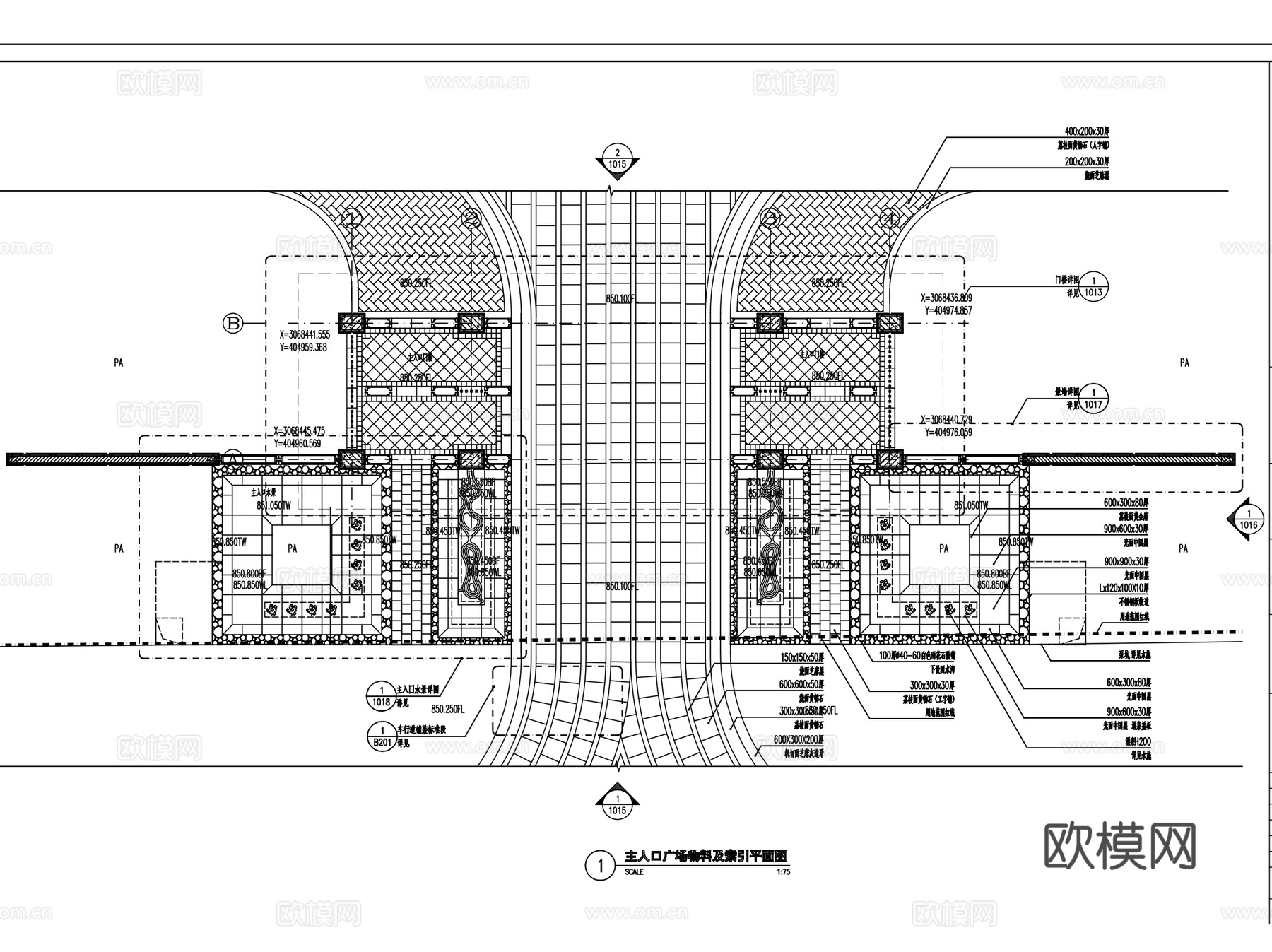 居住区入口大门门楼岗亭CAD施工图+SU 22套cad施工图