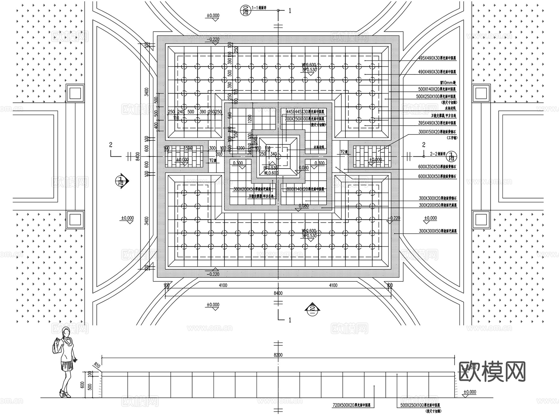 景观水景镜面水CAD施工图+SU模型 3套cad施工图