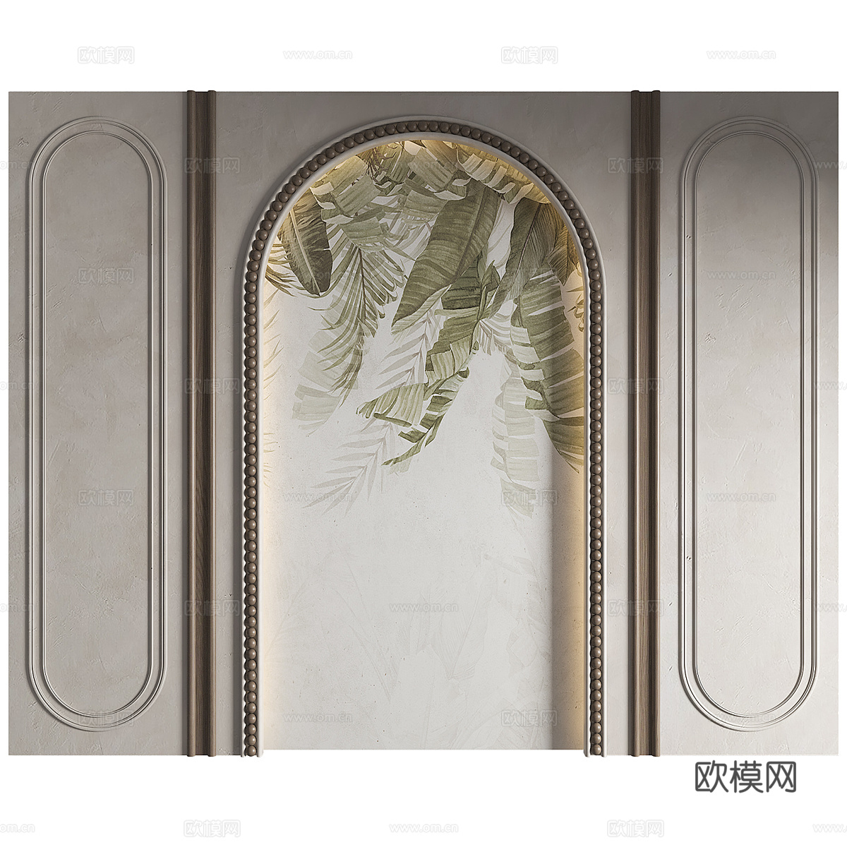 现代艺术床头墙板3d模型下载（渲染图1）