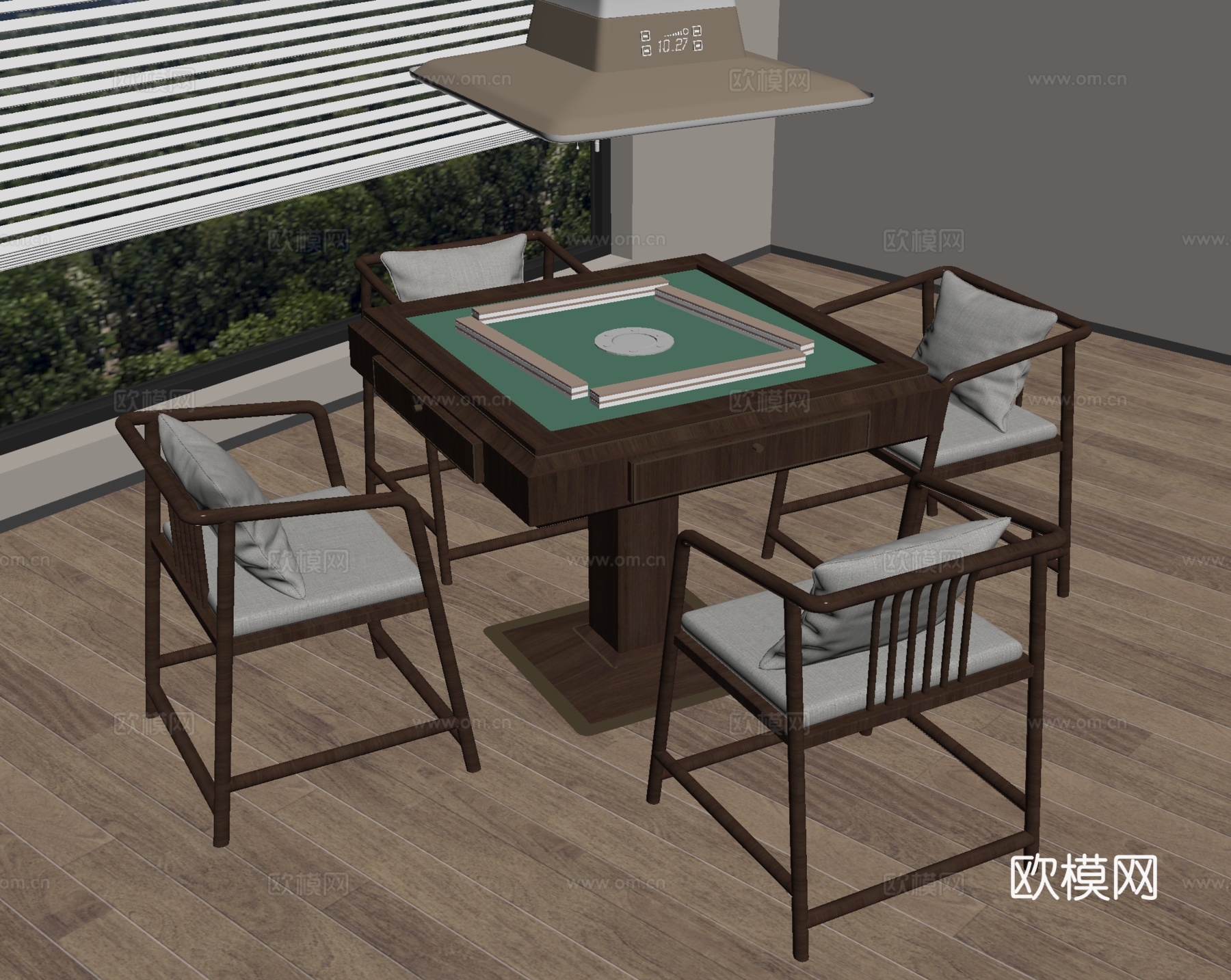 麻将桌 棋牌桌 吸烟机 棋牌桌椅su模型
