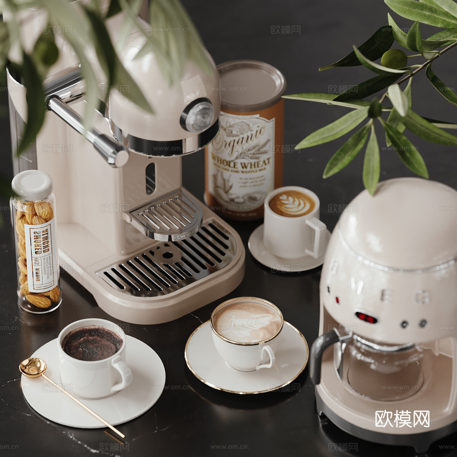 现代咖啡机咖啡杯su模型