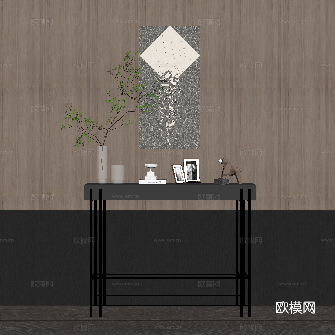 现代意式端景台 墙饰su模型