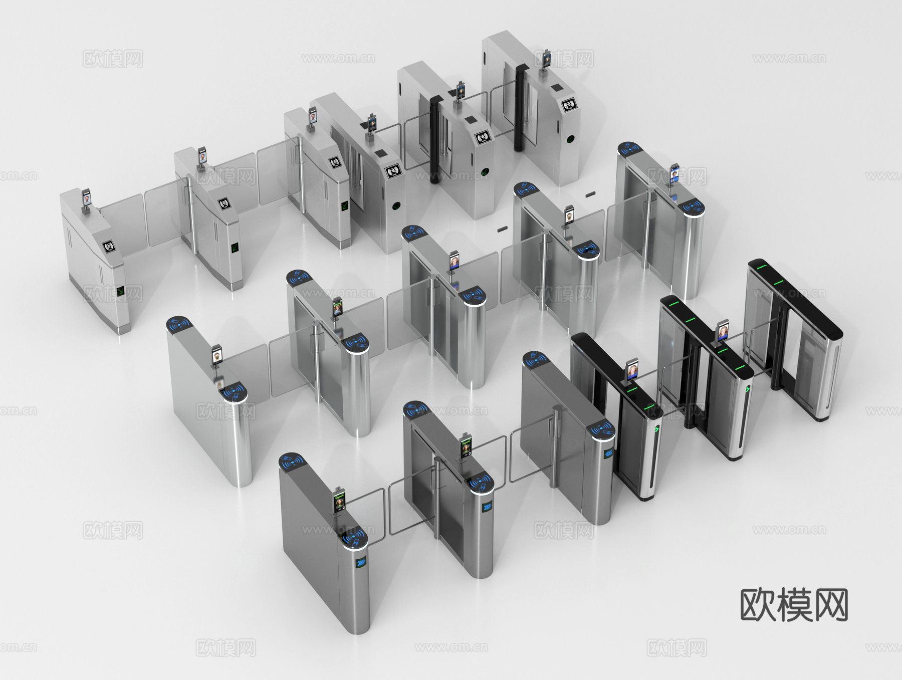现代闸机 门禁机 闸门 感应门3d模型下载