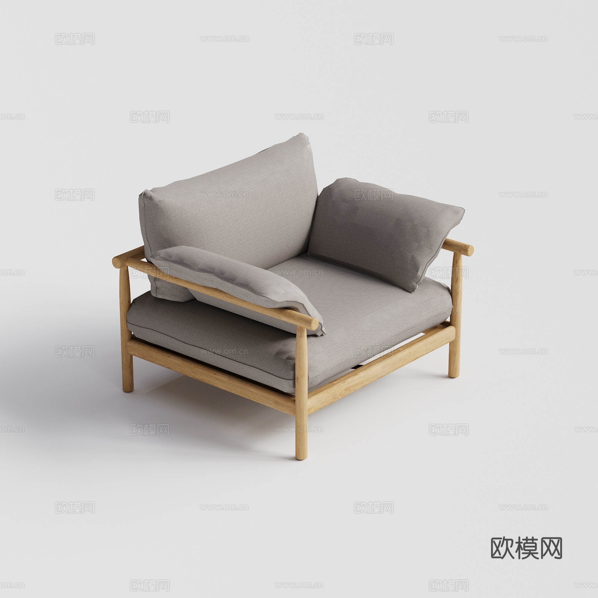 DEDON - 现代户外椅 柚木椅 单人柚木椅组合3d模型