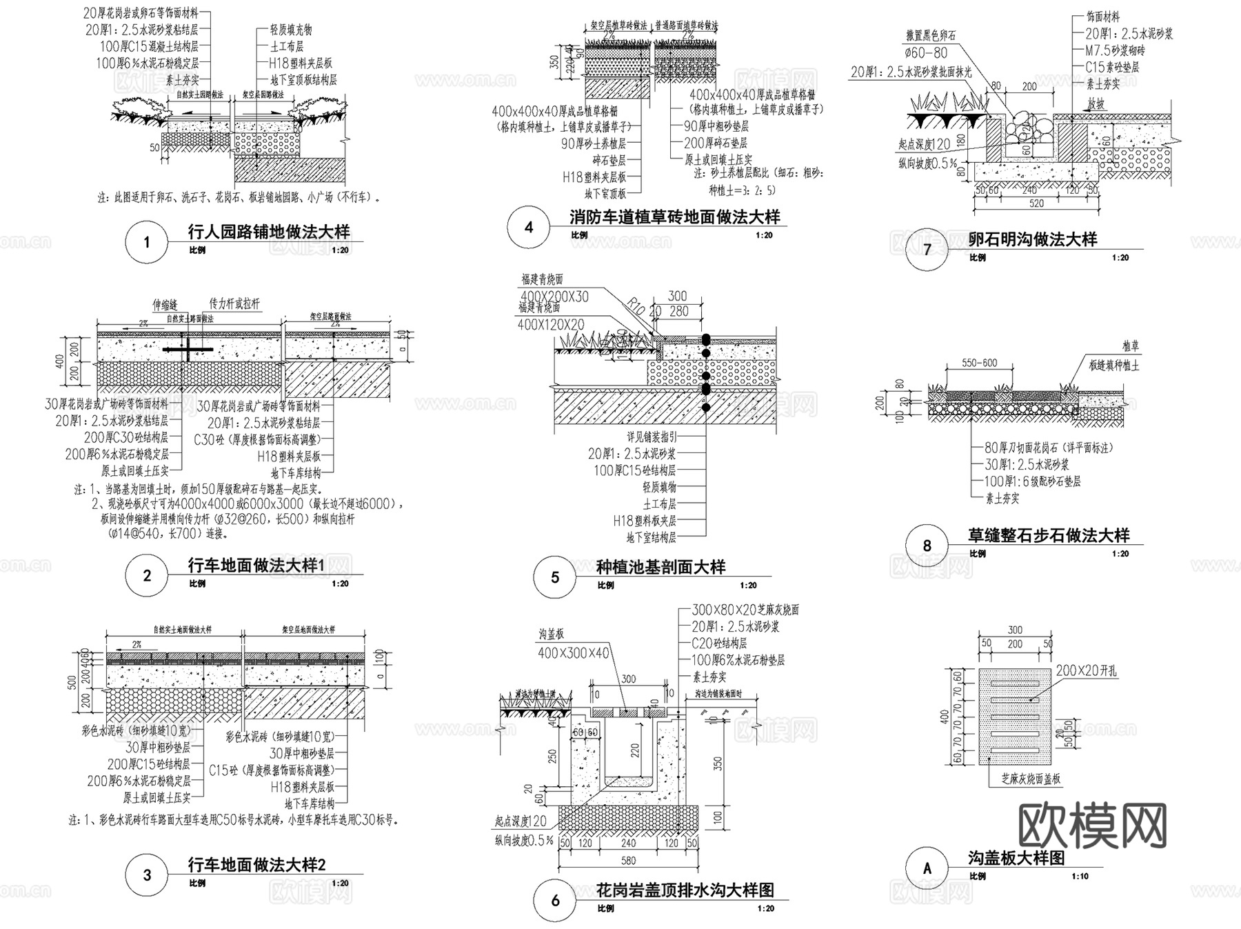 景观通用CAD施工图详图集 43套cad施工图