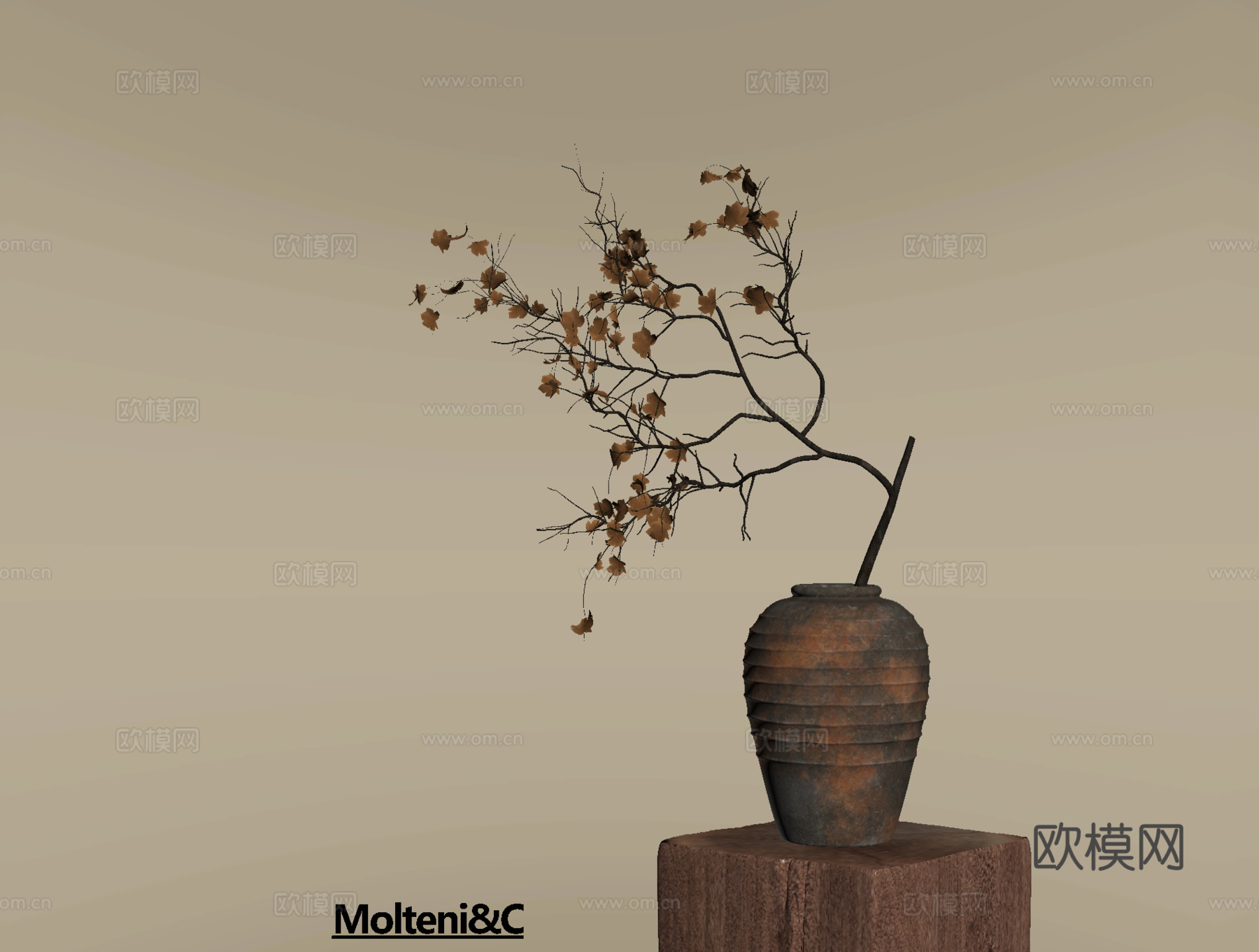 侘寂花艺 花瓶花艺su模型