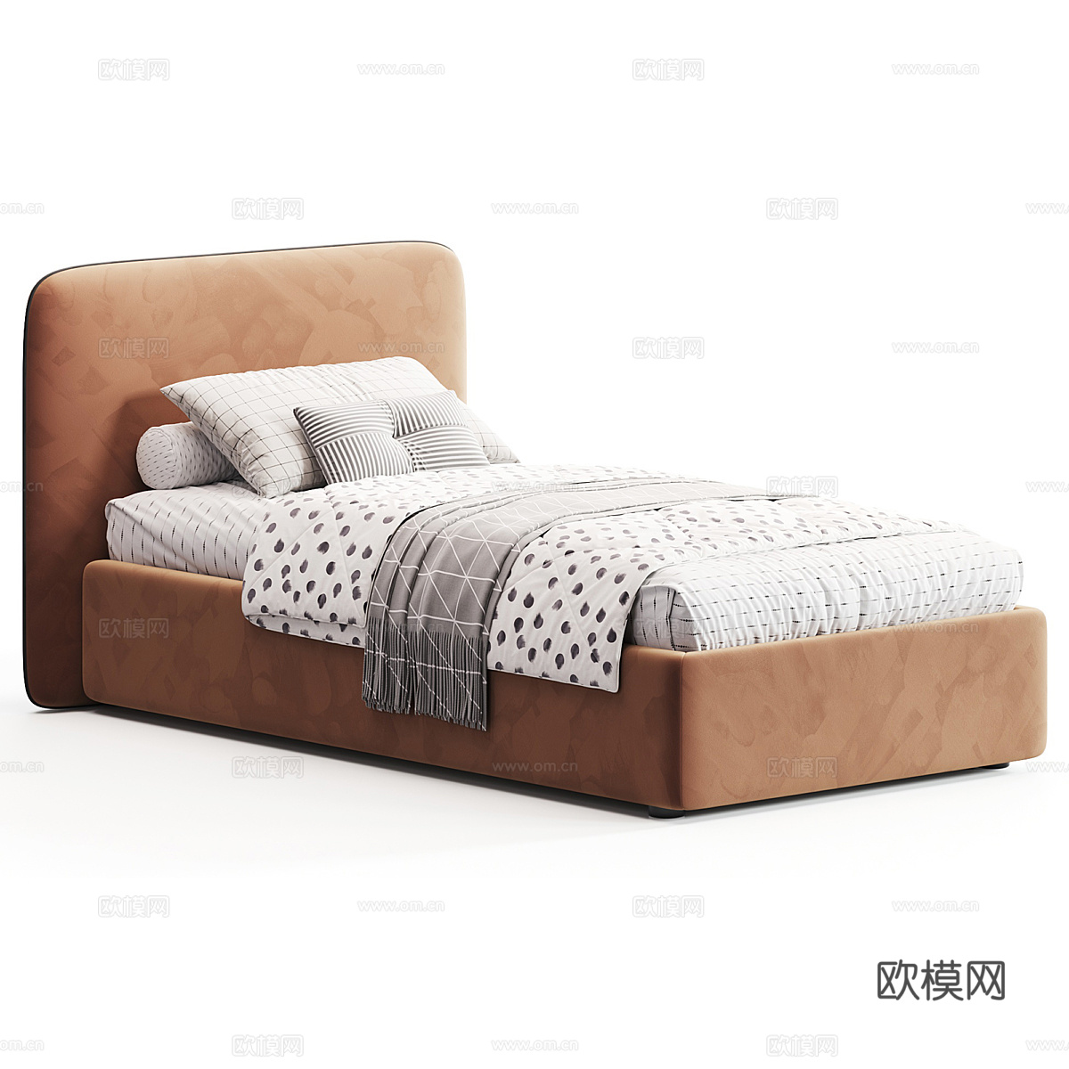 现代儿童布艺床3d模型下载（渲染图2）