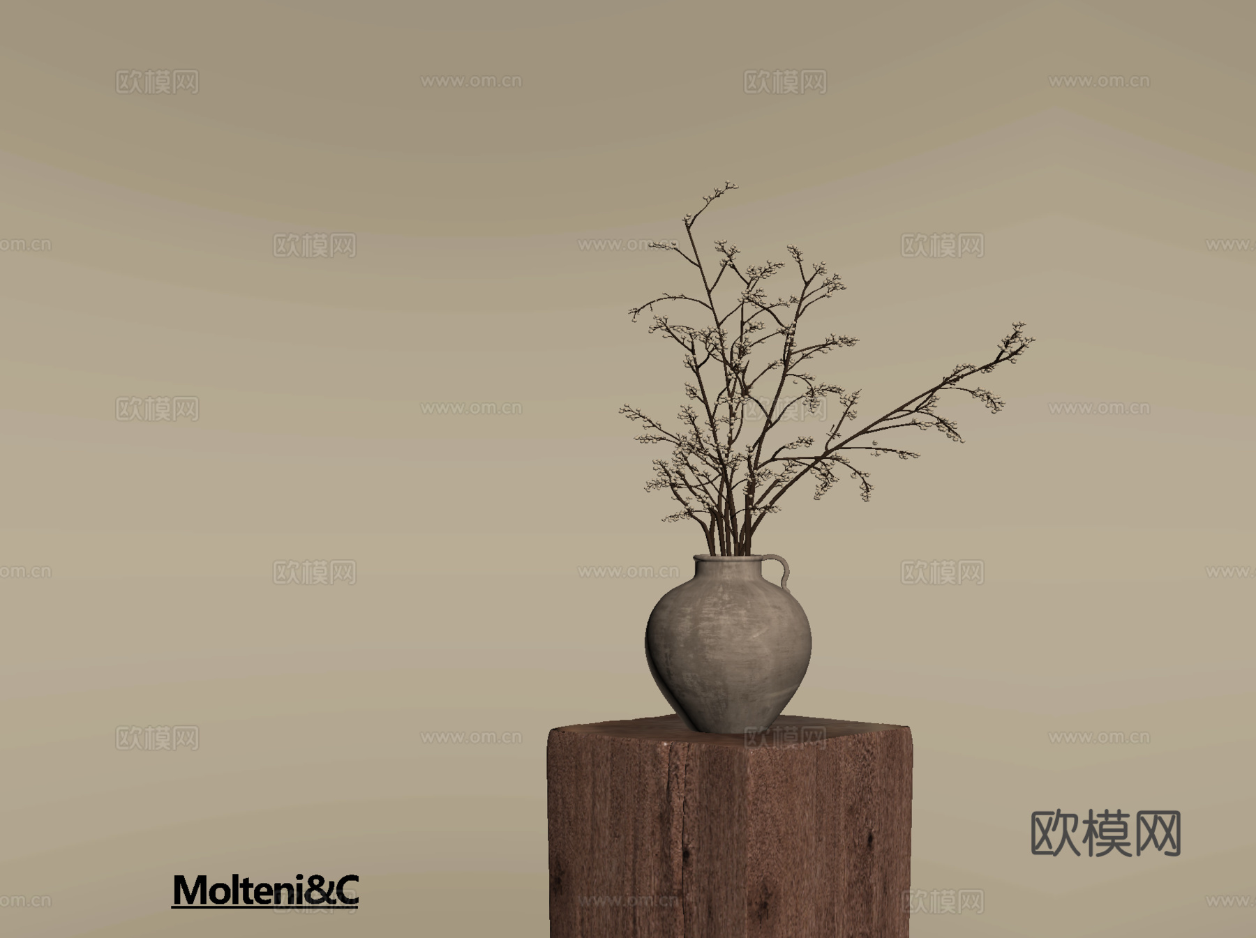 侘寂花艺 花瓶花艺su模型