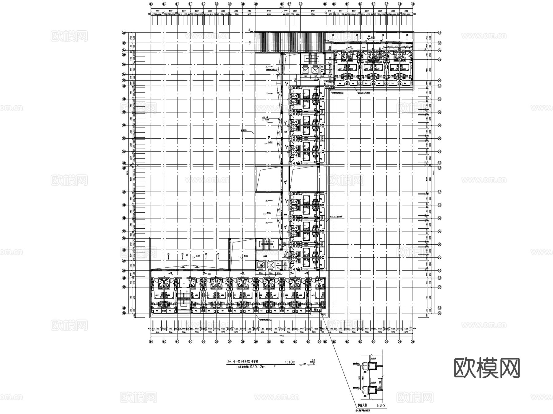 酒店式公寓住宅建筑平面户型图CAD施工图集 70套cad施工图