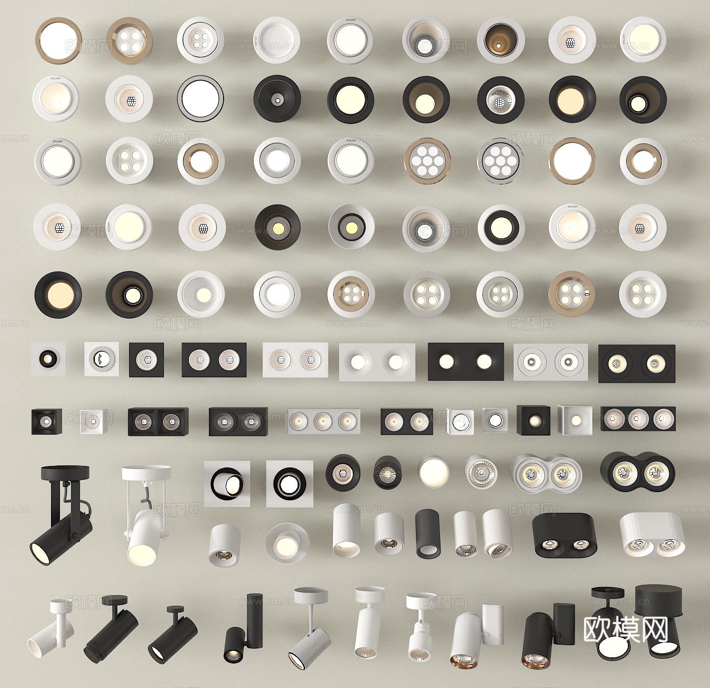 现代筒灯射灯 明装筒灯射灯 嵌入式筒灯射灯 转向式3d模型下载