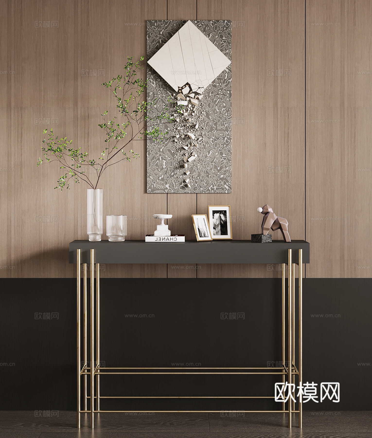 现代意式端景台 墙饰su模型