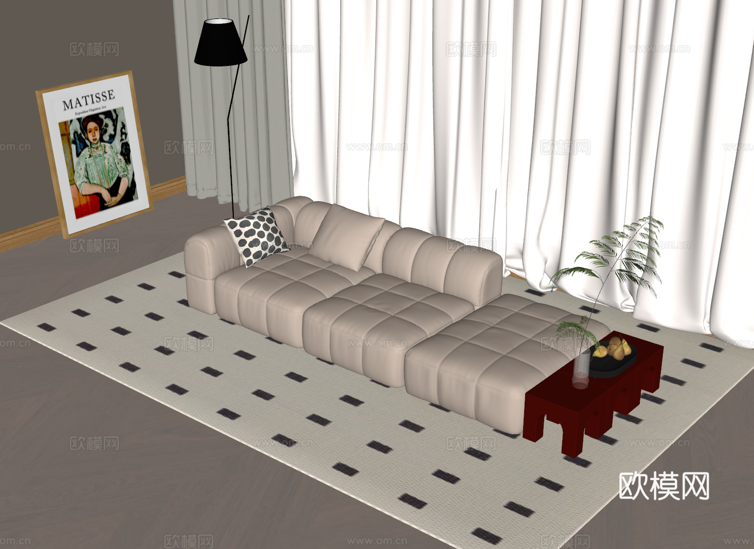 现代休闲沙发su模型