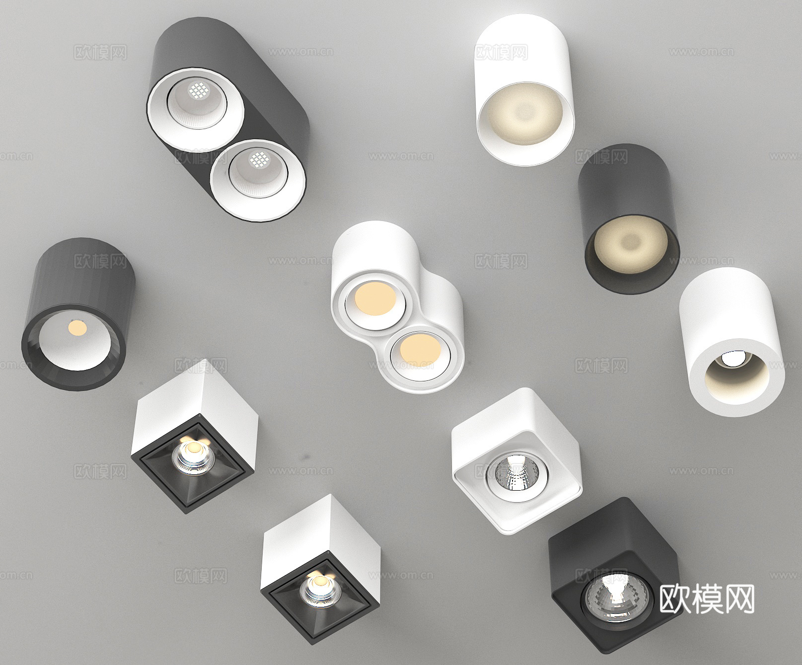 现代筒灯射灯 明装筒灯射灯3d模型下载