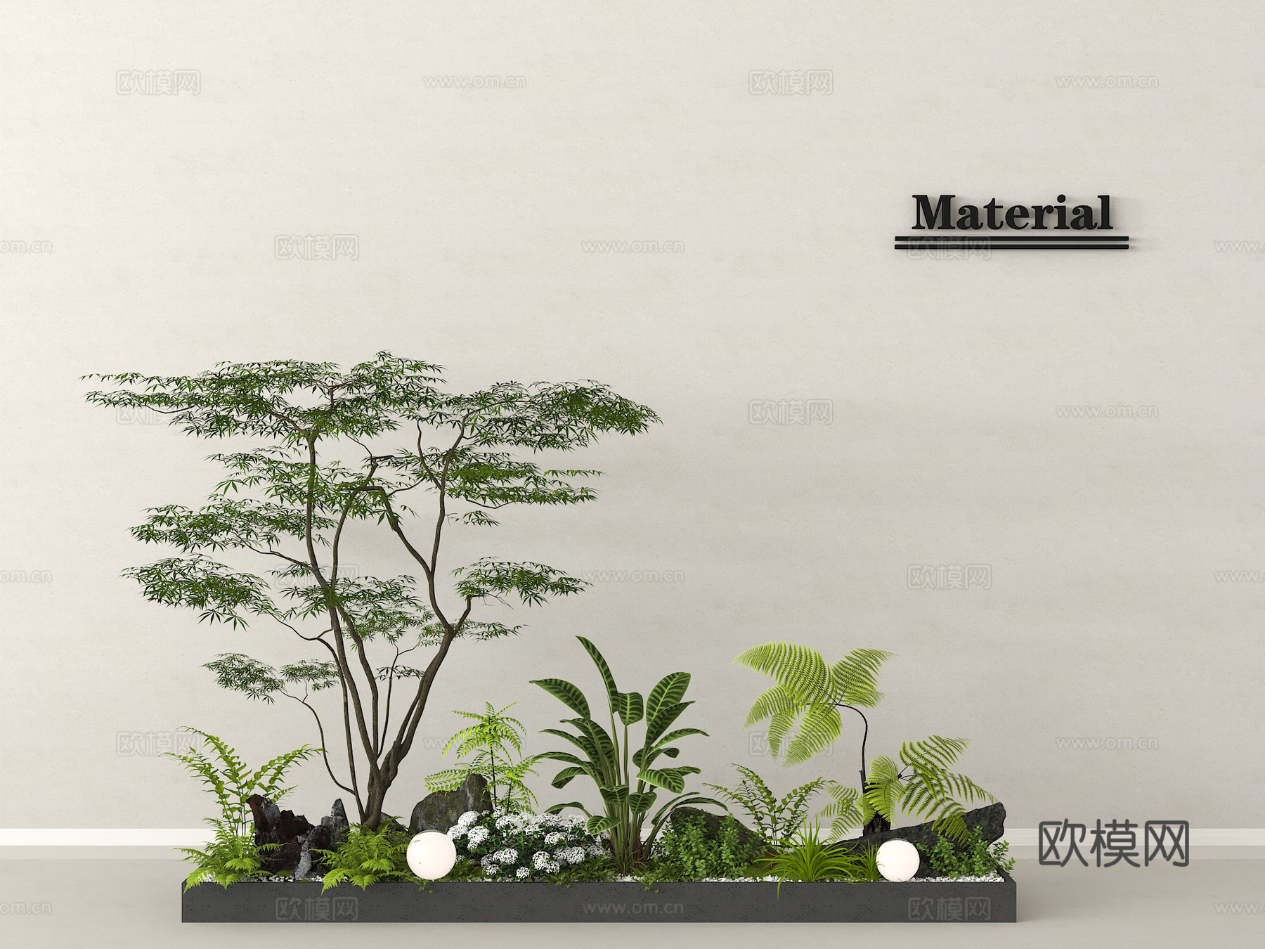 绿植花箱 植物组合 盆栽 景观小品 植物堆 花池花坛su模型