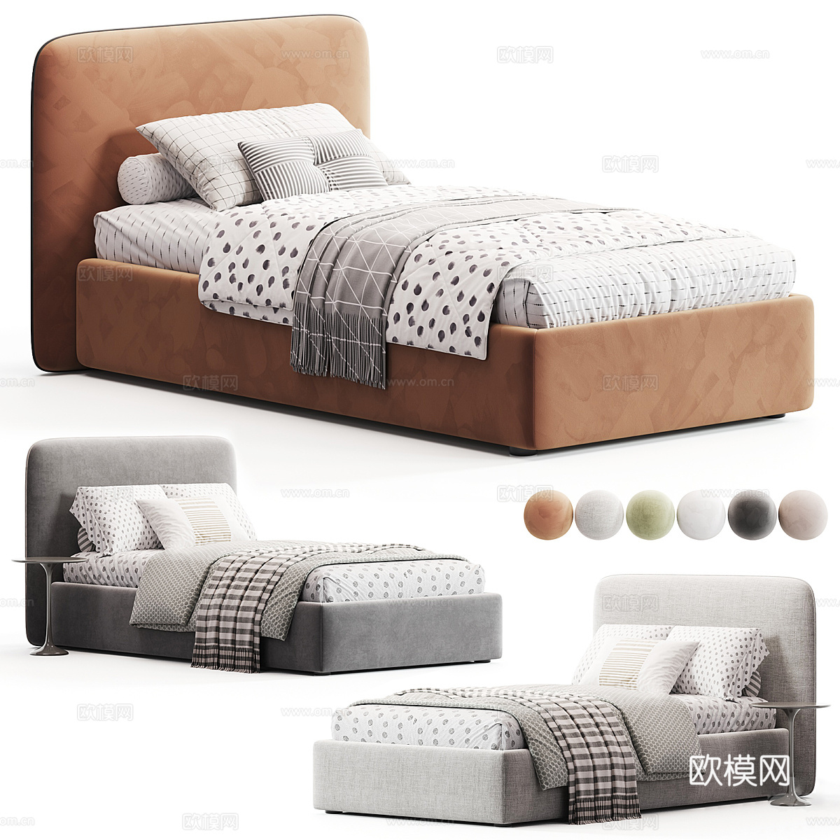 现代儿童布艺床3d模型下载（渲染图4）