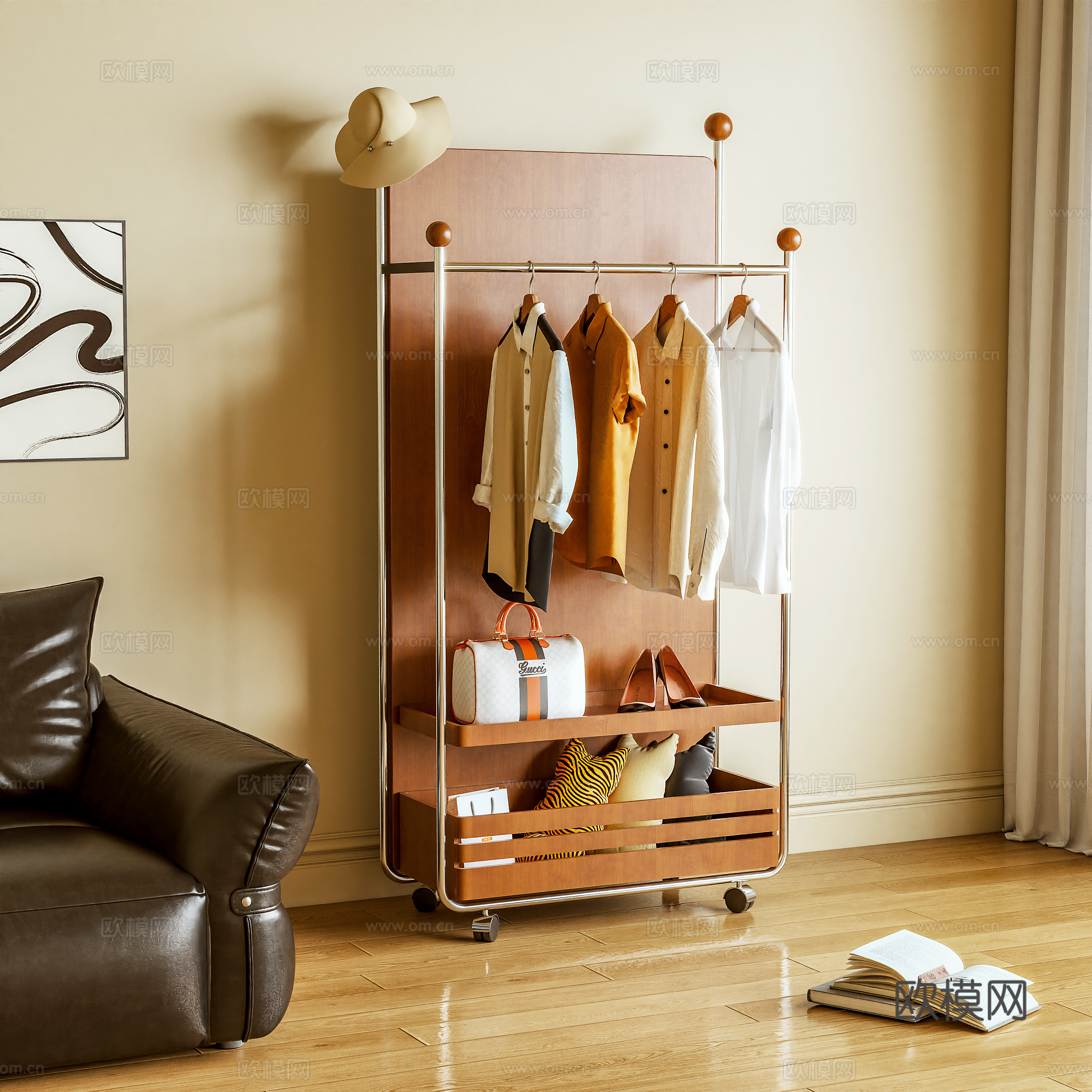 挂衣架 衣帽架 落地衣架 服饰3d模型下载