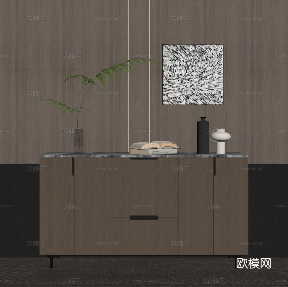 现代意式玄关柜 边柜su模型