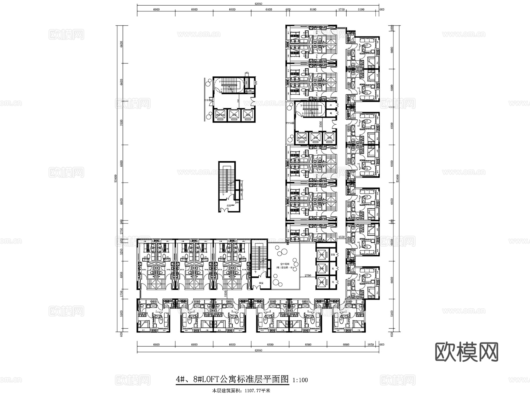 酒店式公寓住宅建筑平面户型图CAD施工图集 70套cad施工图