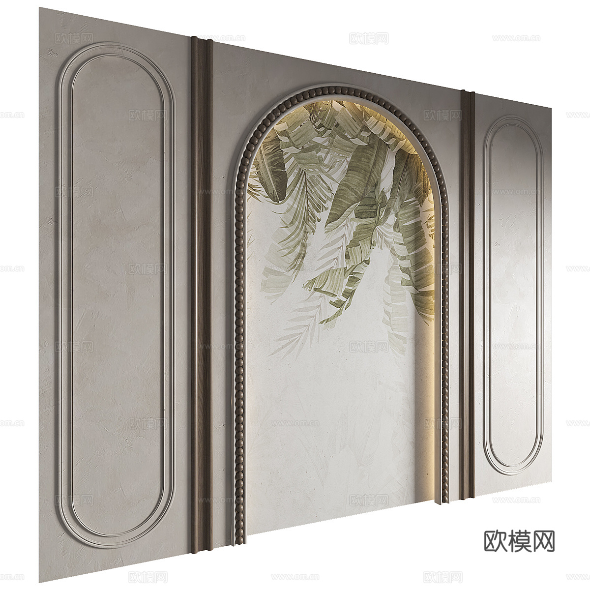 现代艺术床头墙板3d模型下载（渲染图2）