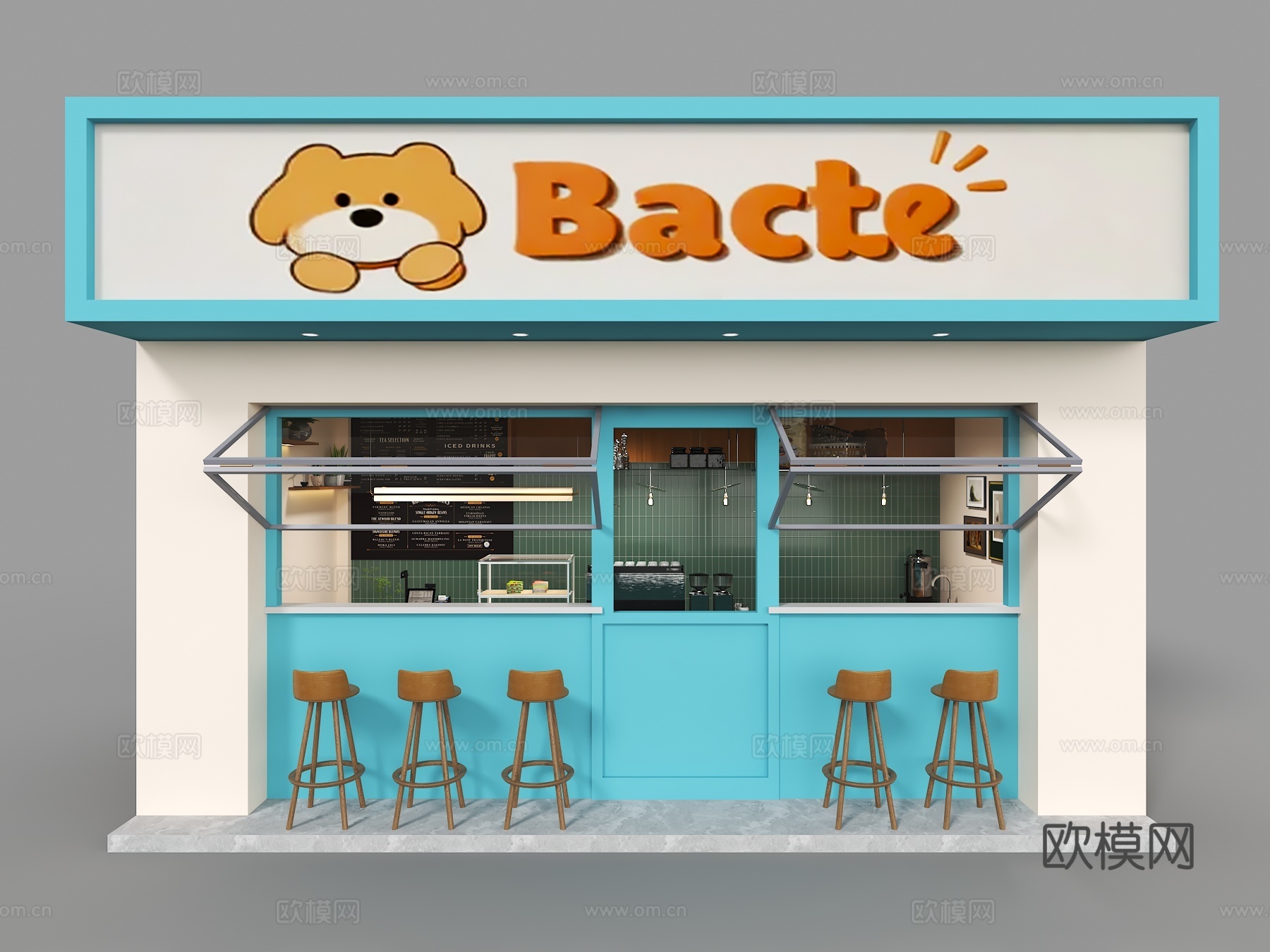 咖啡店门头  门头 店招 咖啡店面 奶茶店门头su模型