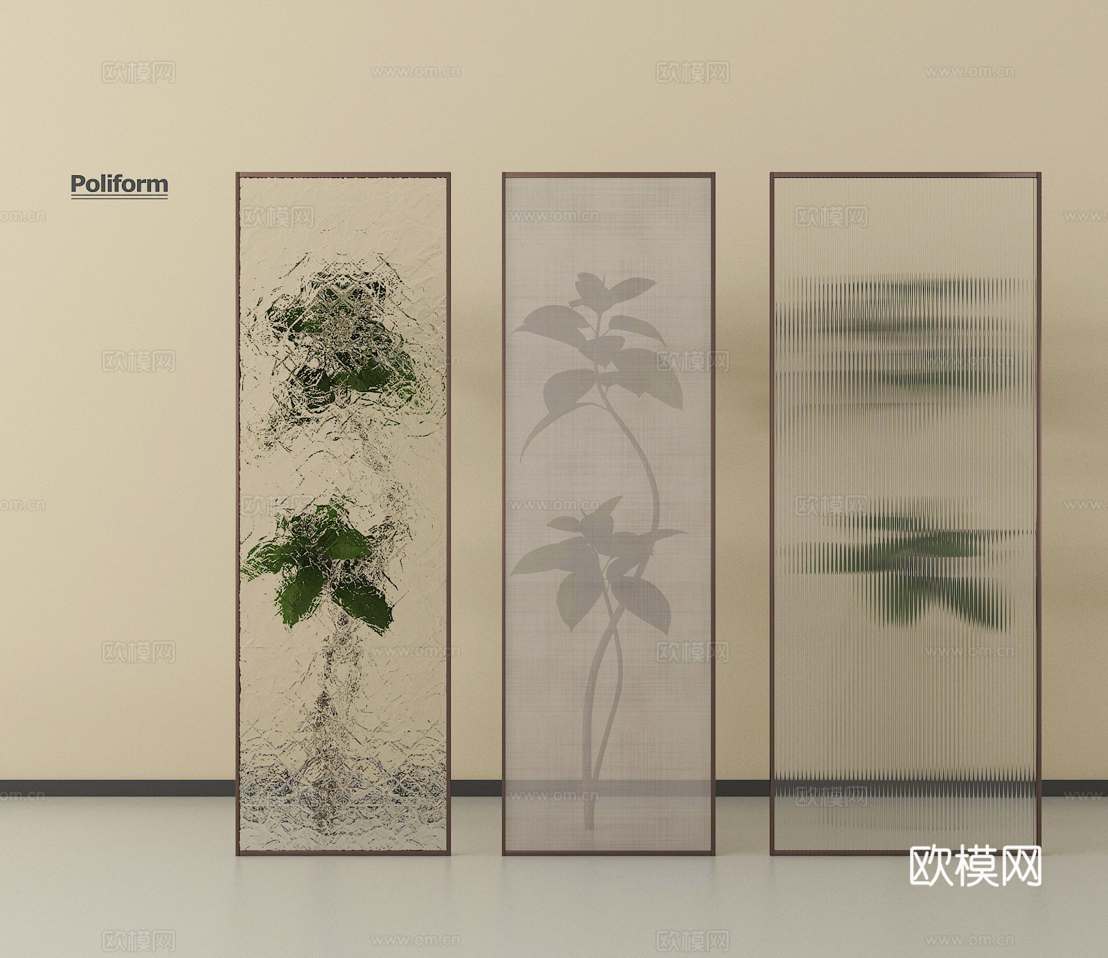 现代隔断 玻璃隔断 磨砂玻璃隔断 长虹玻璃隔断su模型