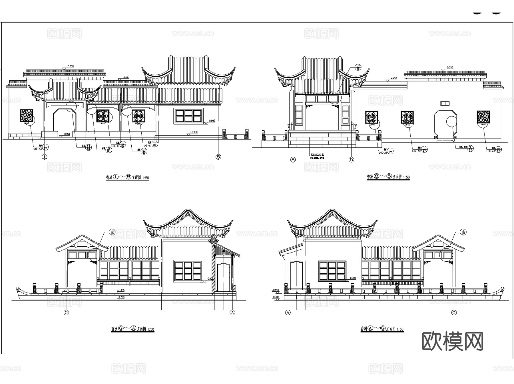 昆山颐景园中式大区景观CAD施工图全套cad施工图