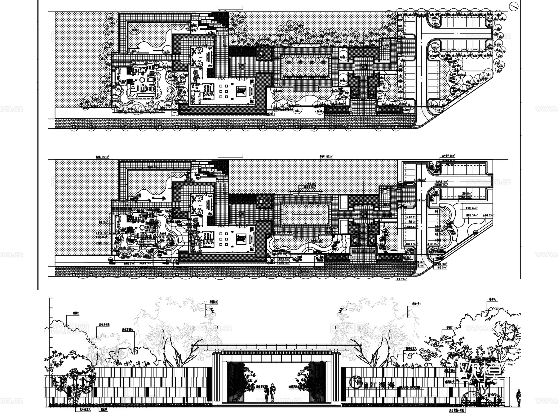 昆明金科江湖海示范区景观CAD施工图全套+SU模型cad施工图